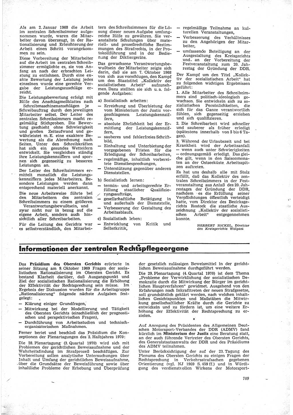 Neue Justiz (NJ), Zeitschrift für Recht und Rechtswissenschaft [Deutsche Demokratische Republik (DDR)], 23. Jahrgang 1969, Seite 709 (NJ DDR 1969, S. 709)