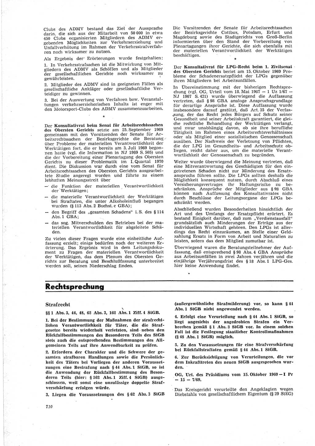 Neue Justiz (NJ), Zeitschrift für Recht und Rechtswissenschaft [Deutsche Demokratische Republik (DDR)], 23. Jahrgang 1969, Seite 710 (NJ DDR 1969, S. 710)