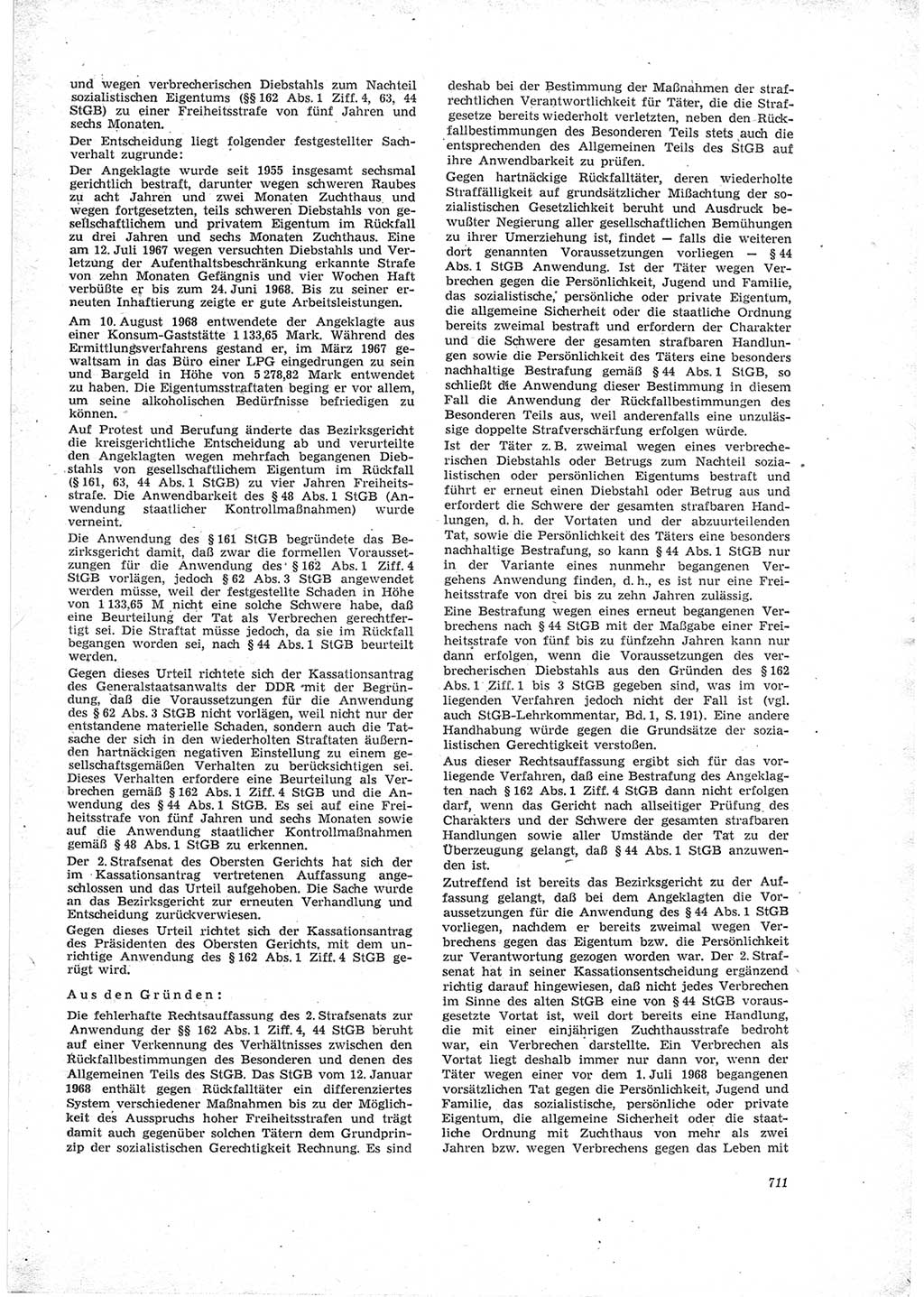 Neue Justiz (NJ), Zeitschrift für Recht und Rechtswissenschaft [Deutsche Demokratische Republik (DDR)], 23. Jahrgang 1969, Seite 711 (NJ DDR 1969, S. 711)