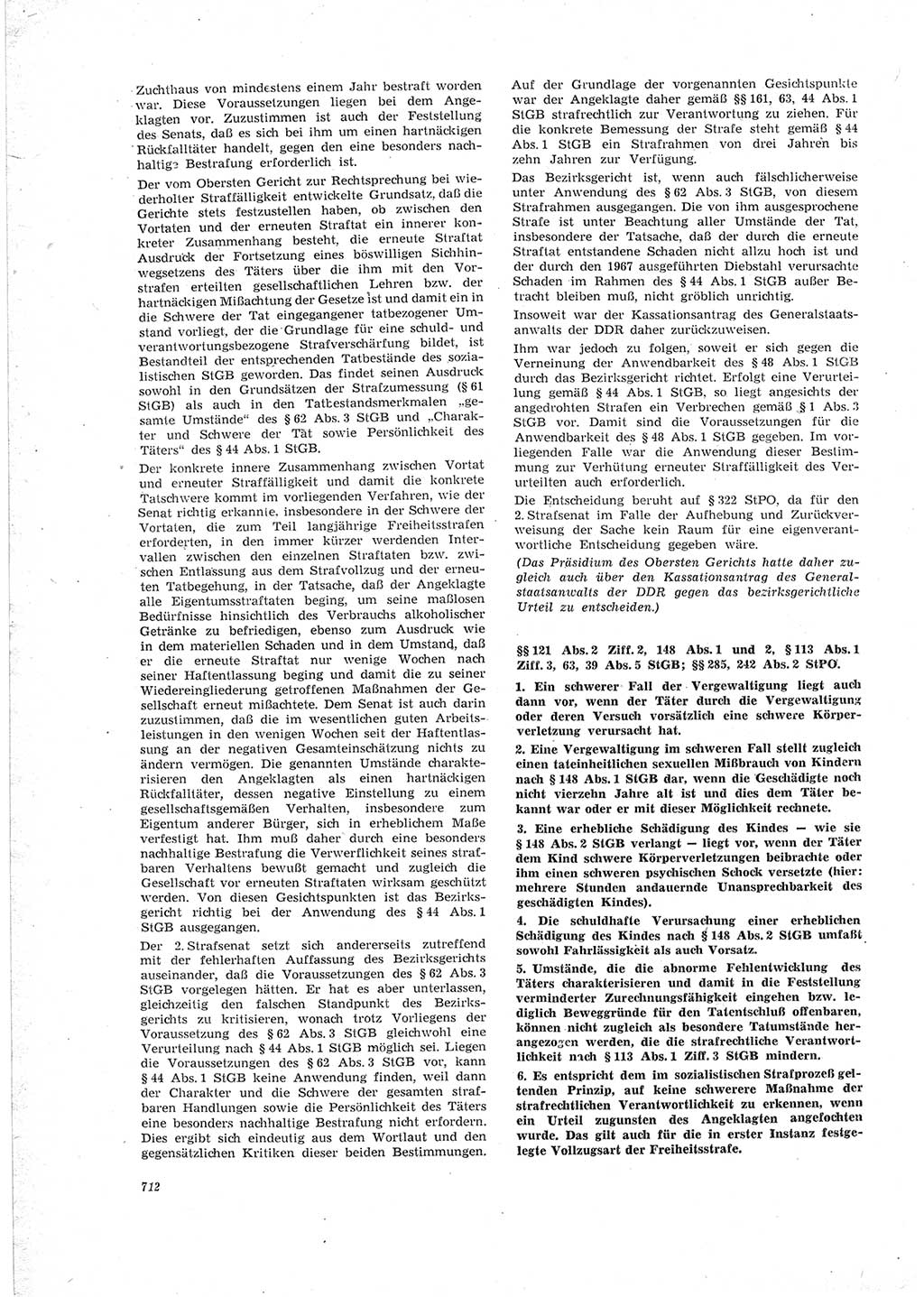 Neue Justiz (NJ), Zeitschrift für Recht und Rechtswissenschaft [Deutsche Demokratische Republik (DDR)], 23. Jahrgang 1969, Seite 712 (NJ DDR 1969, S. 712)