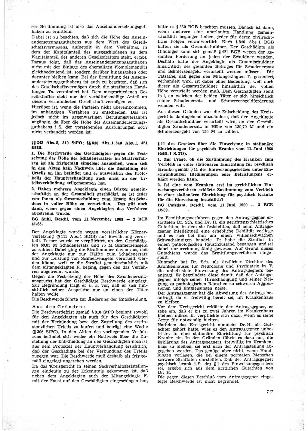 Neue Justiz (NJ), Zeitschrift für Recht und Rechtswissenschaft [Deutsche Demokratische Republik (DDR)], 23. Jahrgang 1969, Seite 717 (NJ DDR 1969, S. 717)