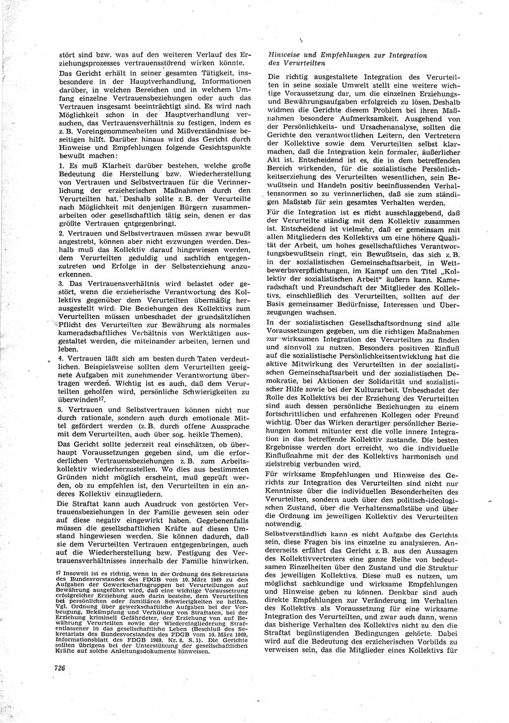 Neue Justiz (NJ), Zeitschrift für Recht und Rechtswissenschaft [Deutsche Demokratische Republik (DDR)], 23. Jahrgang 1969, Seite 726 (NJ DDR 1969, S. 726)
