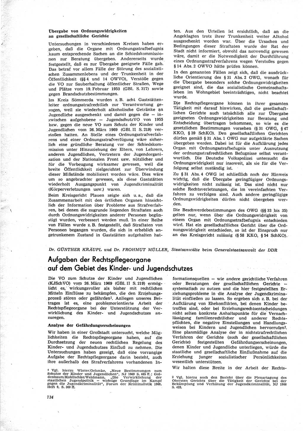 Neue Justiz (NJ), Zeitschrift für Recht und Rechtswissenschaft [Deutsche Demokratische Republik (DDR)], 23. Jahrgang 1969, Seite 734 (NJ DDR 1969, S. 734)