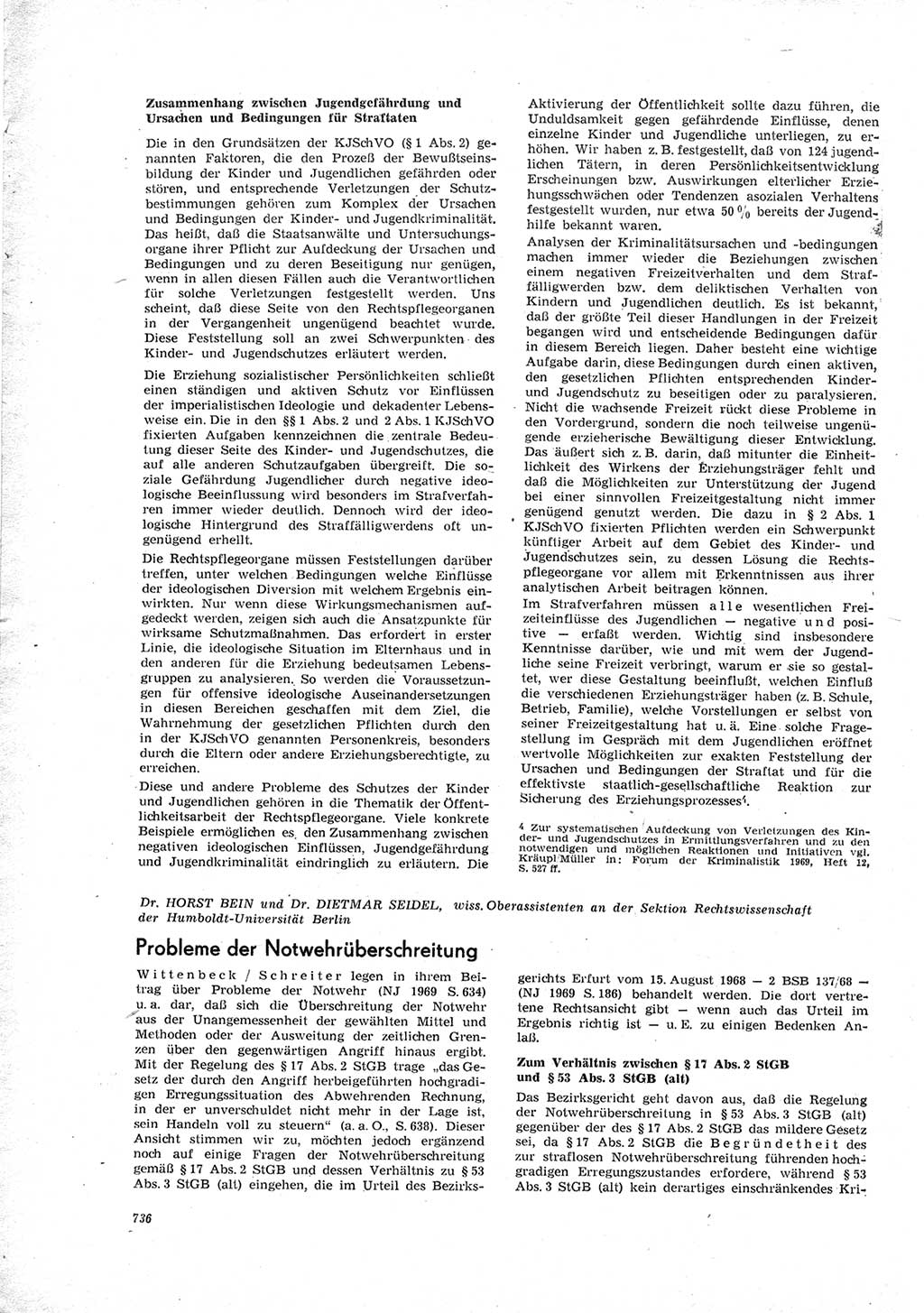 Neue Justiz (NJ), Zeitschrift für Recht und Rechtswissenschaft [Deutsche Demokratische Republik (DDR)], 23. Jahrgang 1969, Seite 736 (NJ DDR 1969, S. 736)