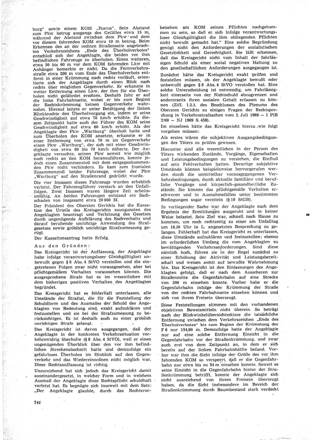 Neue Justiz (NJ), Zeitschrift für Recht und Rechtswissenschaft [Deutsche Demokratische Republik (DDR)], 23. Jahrgang 1969, Seite 744 (NJ DDR 1969, S. 744)