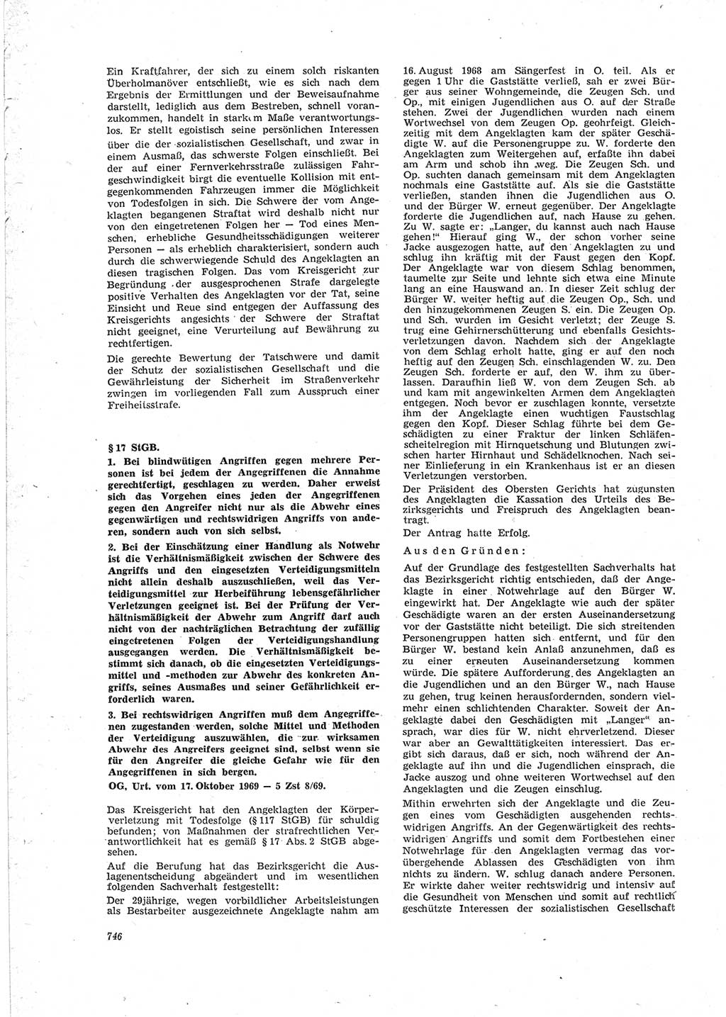Neue Justiz (NJ), Zeitschrift für Recht und Rechtswissenschaft [Deutsche Demokratische Republik (DDR)], 23. Jahrgang 1969, Seite 746 (NJ DDR 1969, S. 746)