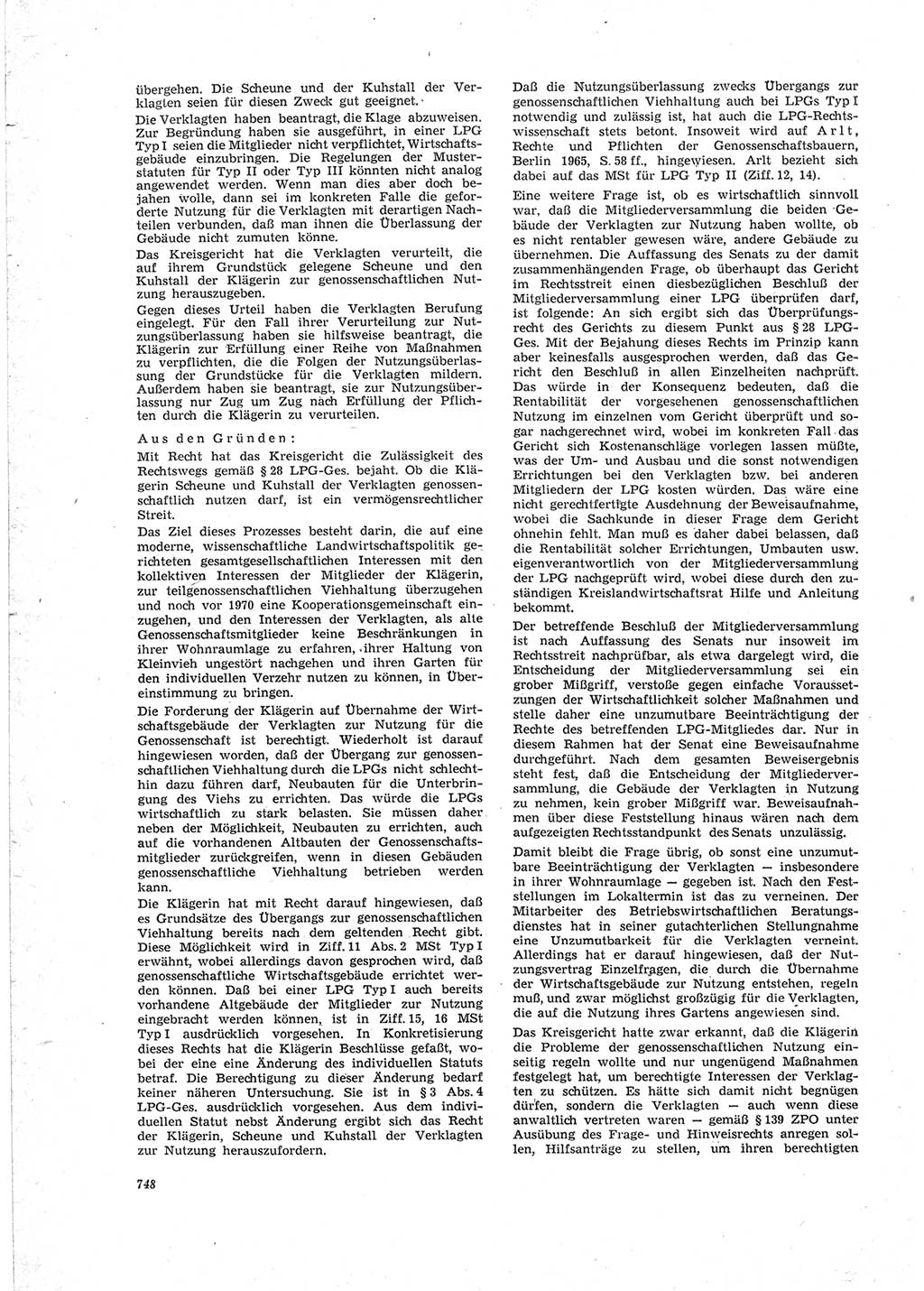 Neue Justiz (NJ), Zeitschrift für Recht und Rechtswissenschaft [Deutsche Demokratische Republik (DDR)], 23. Jahrgang 1969, Seite 748 (NJ DDR 1969, S. 748)