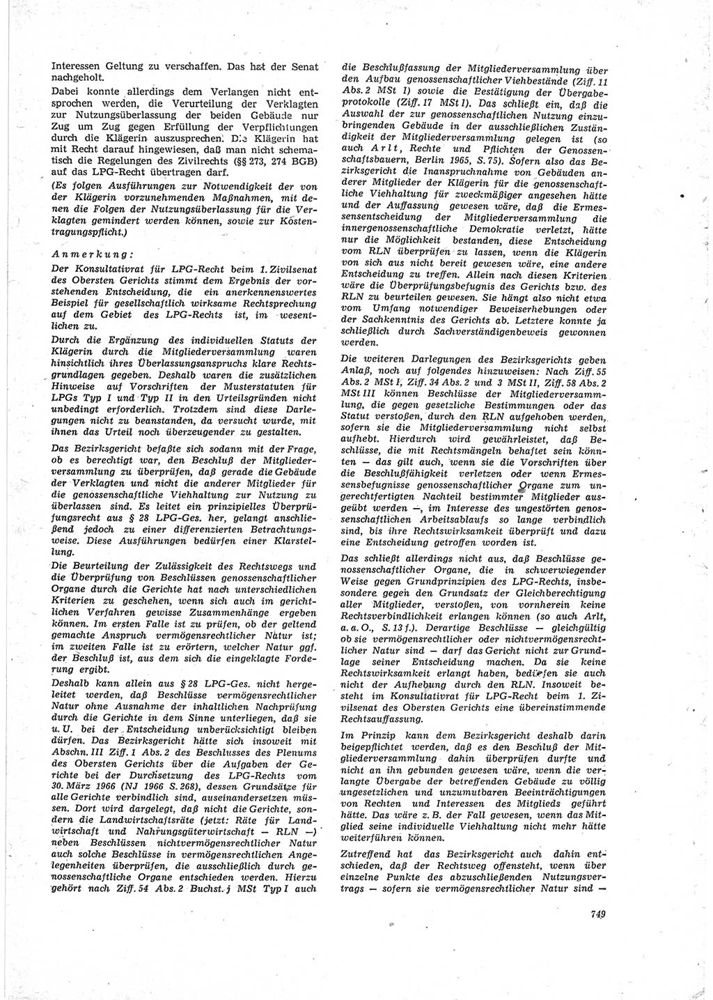 Neue Justiz (NJ), Zeitschrift für Recht und Rechtswissenschaft [Deutsche Demokratische Republik (DDR)], 23. Jahrgang 1969, Seite 749 (NJ DDR 1969, S. 749)