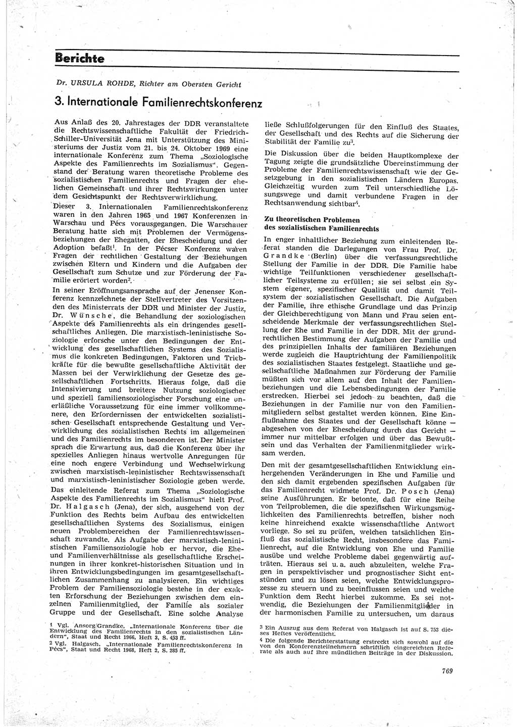 Neue Justiz (NJ), Zeitschrift für Recht und Rechtswissenschaft [Deutsche Demokratische Republik (DDR)], 23. Jahrgang 1969, Seite 769 (NJ DDR 1969, S. 769)