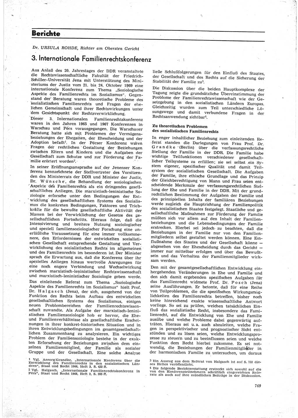 Neue Justiz (NJ), Zeitschrift für Recht und Rechtswissenschaft [Deutsche Demokratische Republik (DDR)], 23. Jahrgang 1969, Seite 769 (NJ DDR 1969, S. 769)