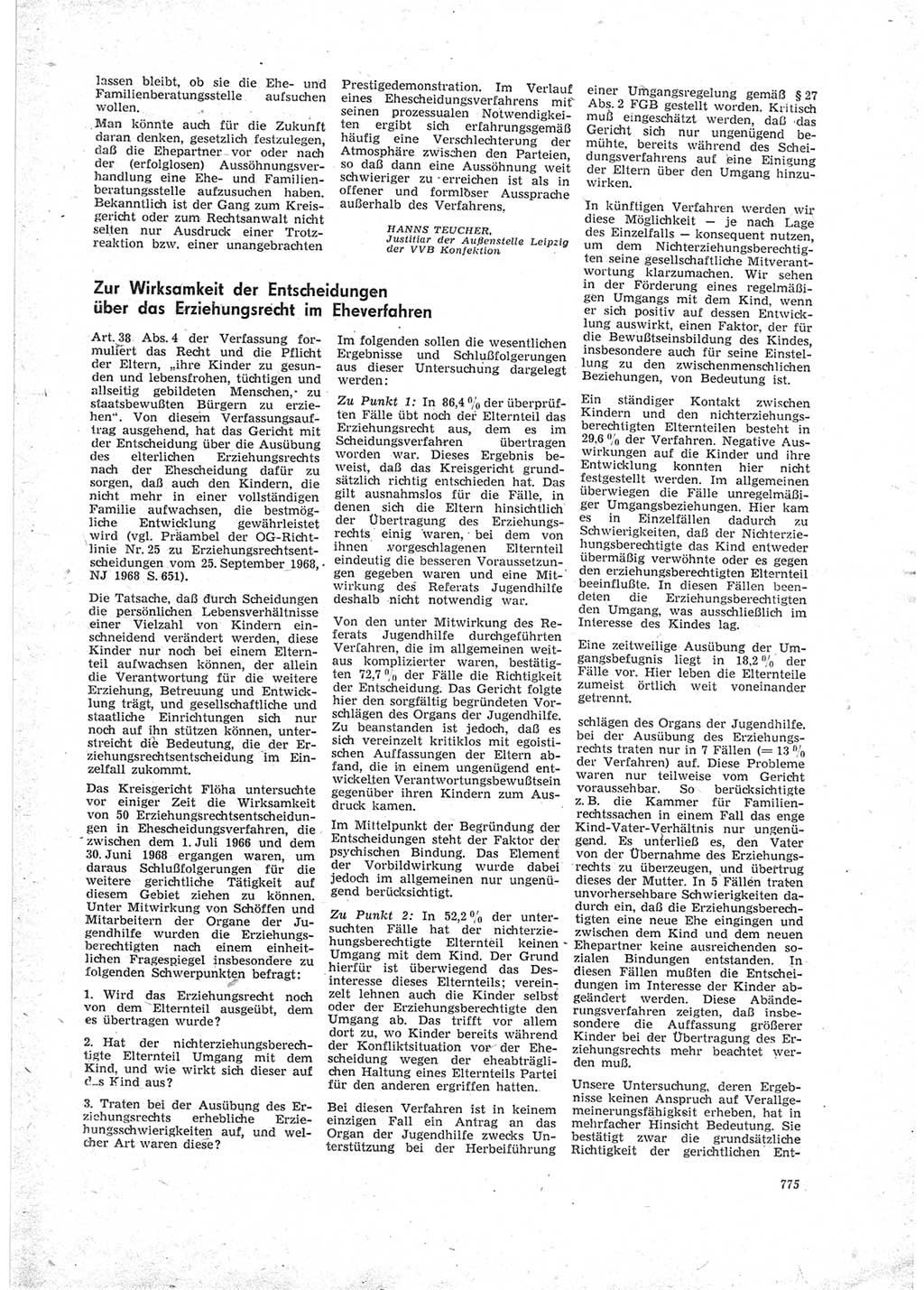 Neue Justiz (NJ), Zeitschrift für Recht und Rechtswissenschaft [Deutsche Demokratische Republik (DDR)], 23. Jahrgang 1969, Seite 775 (NJ DDR 1969, S. 775)