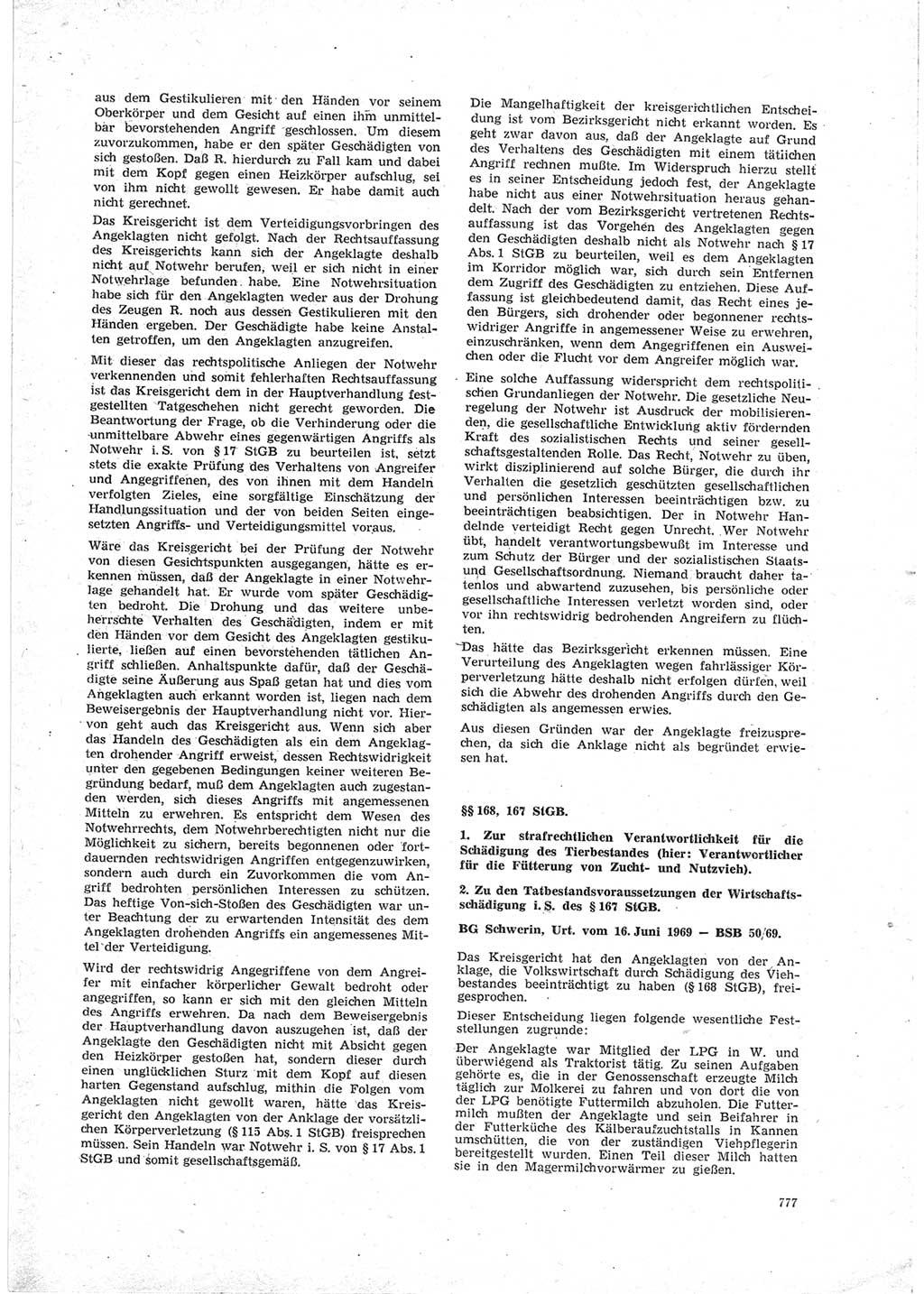Neue Justiz (NJ), Zeitschrift für Recht und Rechtswissenschaft [Deutsche Demokratische Republik (DDR)], 23. Jahrgang 1969, Seite 777 (NJ DDR 1969, S. 777)