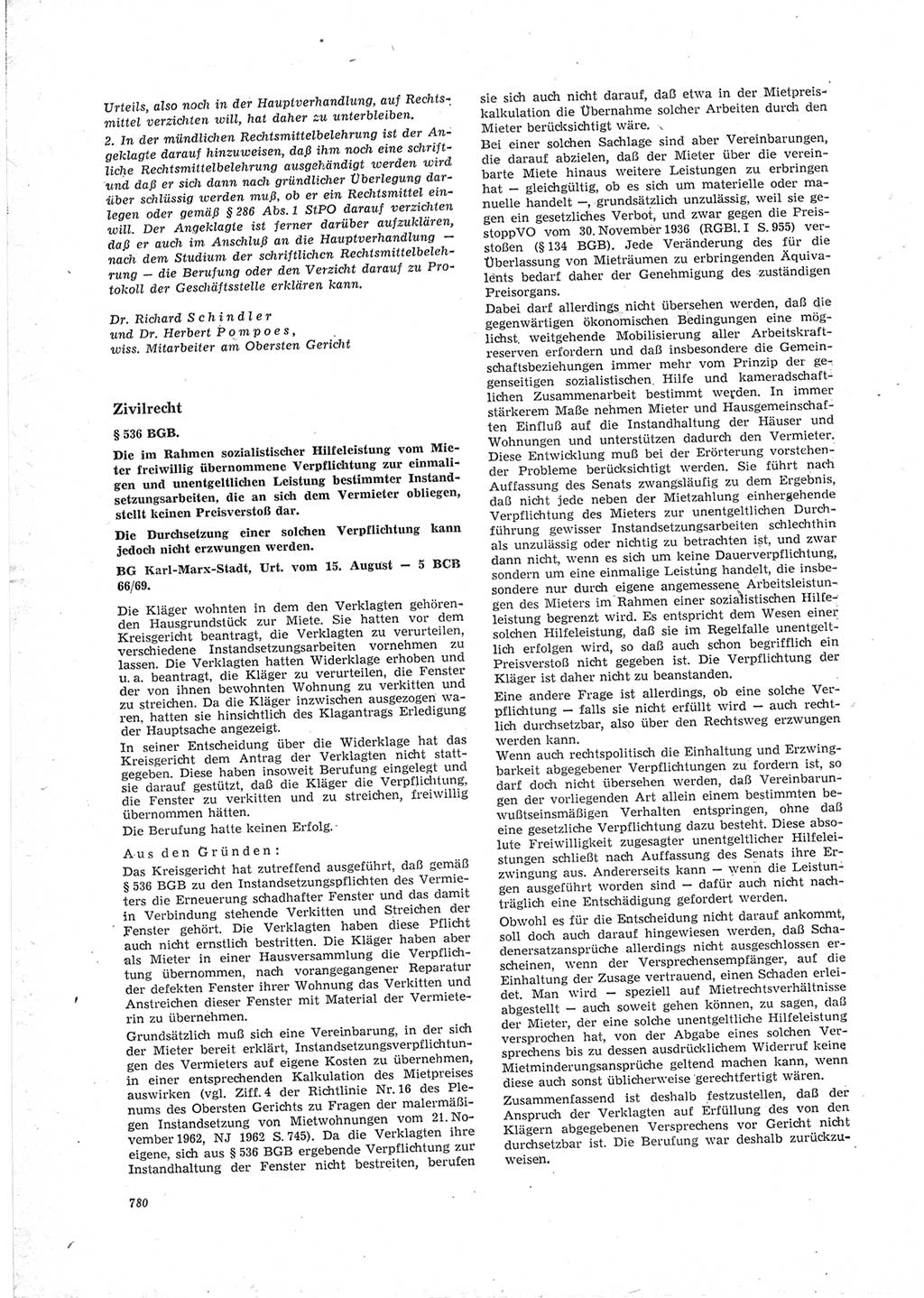 Neue Justiz (NJ), Zeitschrift für Recht und Rechtswissenschaft [Deutsche Demokratische Republik (DDR)], 23. Jahrgang 1969, Seite 780 (NJ DDR 1969, S. 780)