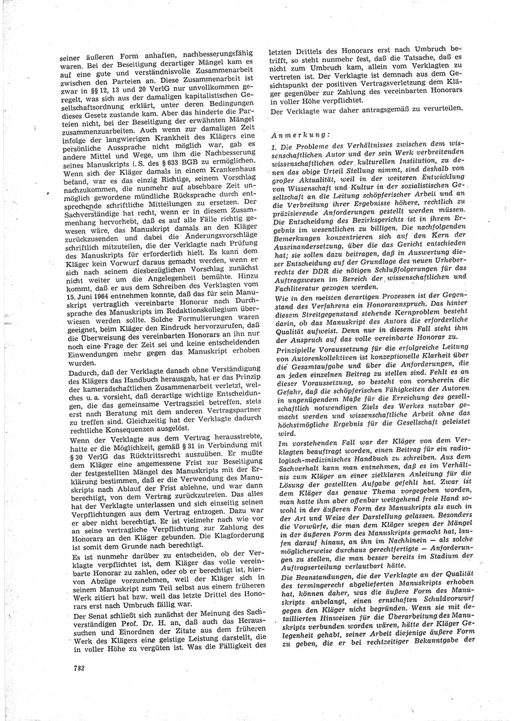 Neue Justiz (NJ), Zeitschrift für Recht und Rechtswissenschaft [Deutsche Demokratische Republik (DDR)], 23. Jahrgang 1969, Seite 782 (NJ DDR 1969, S. 782)