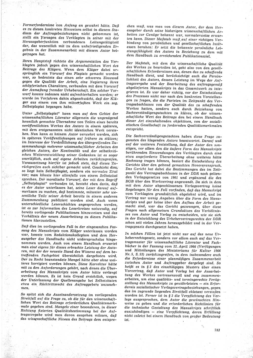 Neue Justiz (NJ), Zeitschrift für Recht und Rechtswissenschaft [Deutsche Demokratische Republik (DDR)], 23. Jahrgang 1969, Seite 783 (NJ DDR 1969, S. 783)