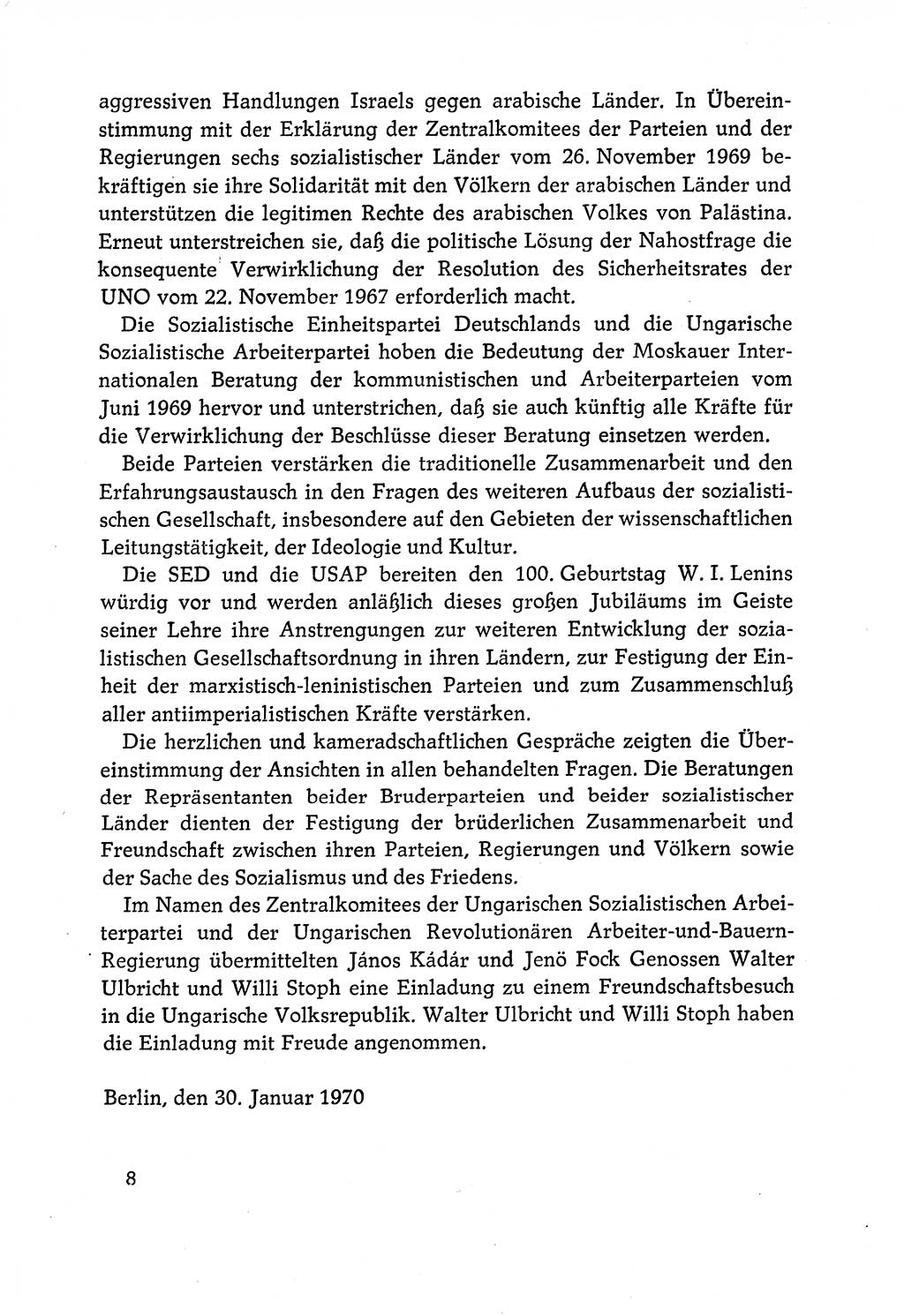 Dokumente der Sozialistischen Einheitspartei Deutschlands (SED) [Deutsche Demokratische Republik (DDR)] 1970-1971, Seite 8 (Dok. SED DDR 1970-1971, S. 8)