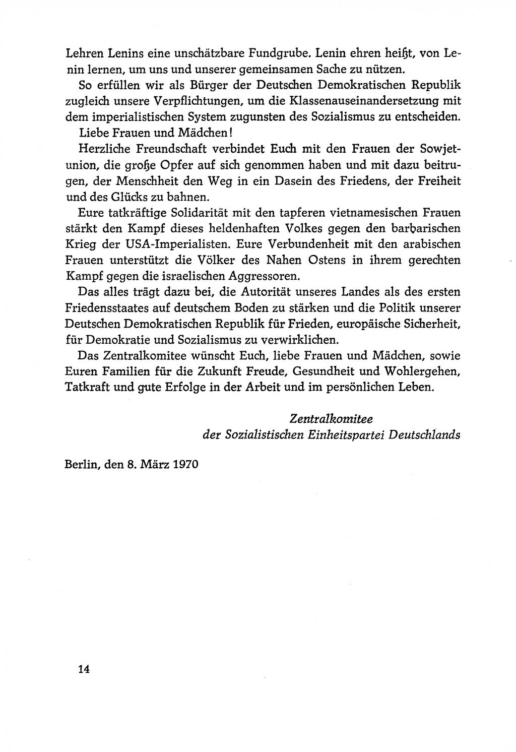 Dokumente der Sozialistischen Einheitspartei Deutschlands (SED) [Deutsche Demokratische Republik (DDR)] 1970-1971, Seite 14 (Dok. SED DDR 1970-1971, S. 14)
