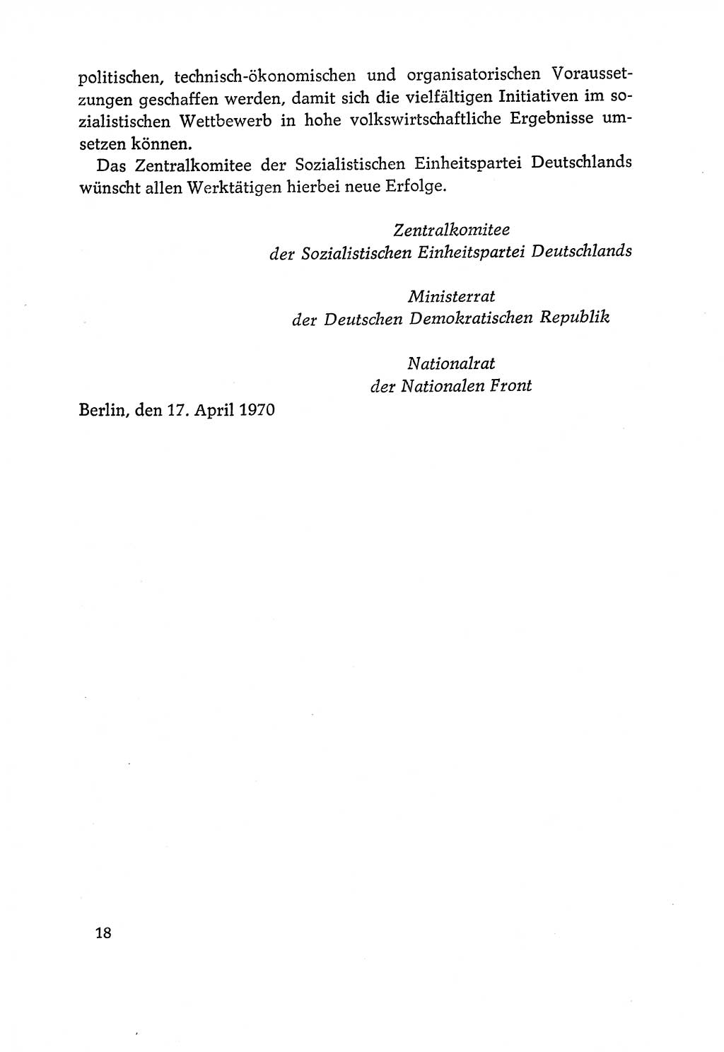 Dokumente der Sozialistischen Einheitspartei Deutschlands (SED) [Deutsche Demokratische Republik (DDR)] 1970-1971, Seite 18 (Dok. SED DDR 1970-1971, S. 18)