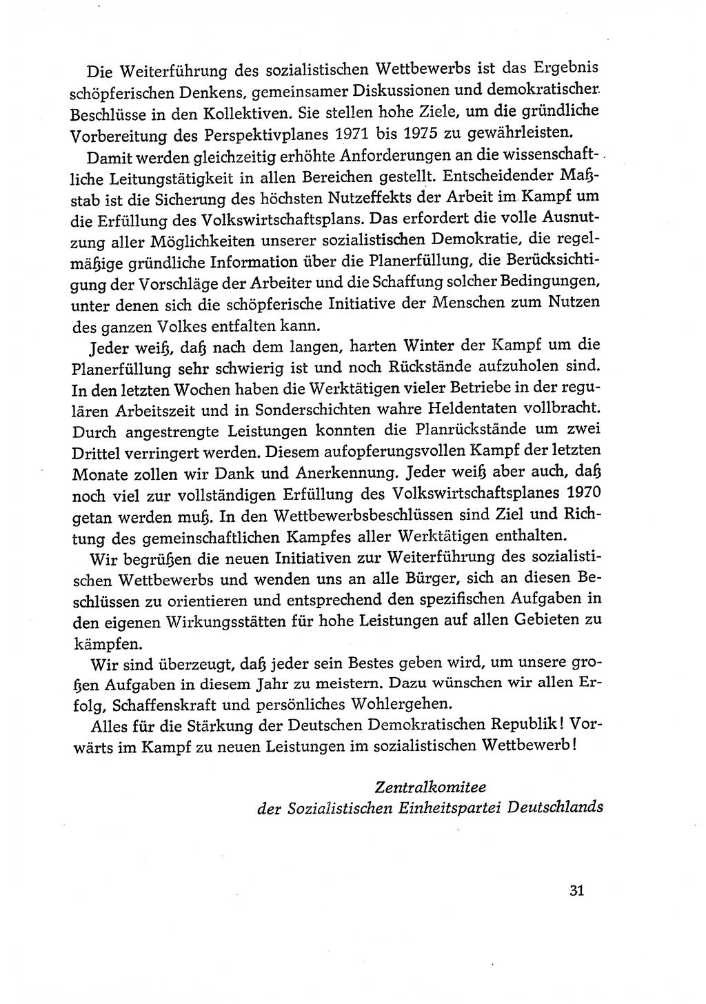Dokumente der Sozialistischen Einheitspartei Deutschlands (SED) [Deutsche Demokratische Republik (DDR)] 1970-1971, Seite 31 (Dok. SED DDR 1970-1971, S. 31)