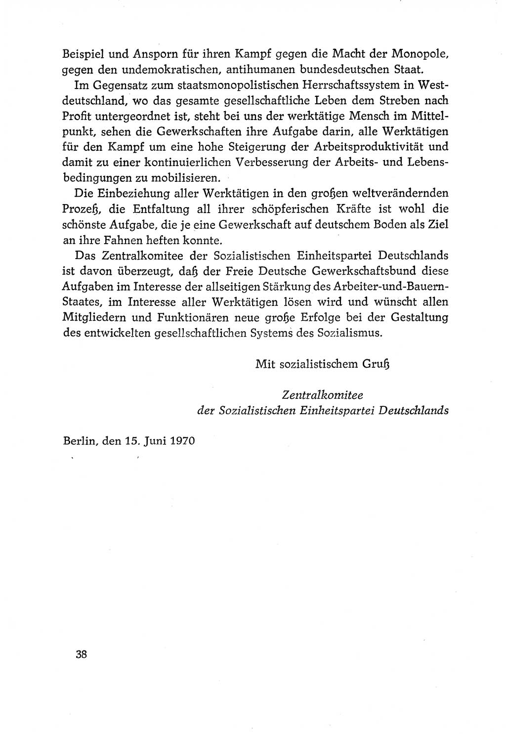 Dokumente der Sozialistischen Einheitspartei Deutschlands (SED) [Deutsche Demokratische Republik (DDR)] 1970-1971, Seite 38 (Dok. SED DDR 1970-1971, S. 38)