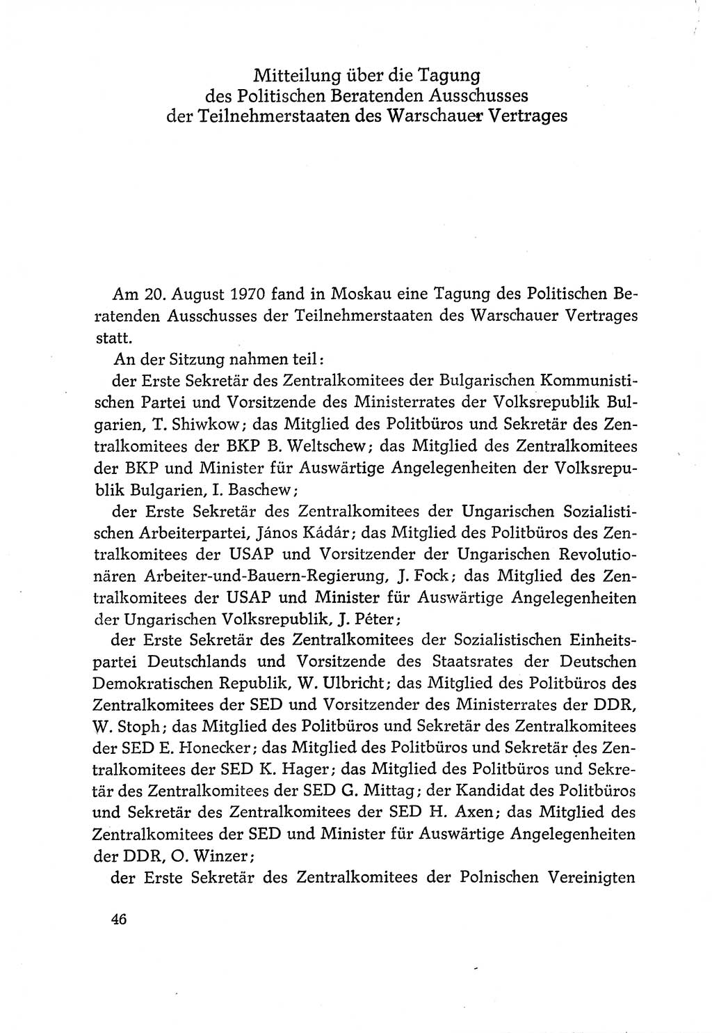 Dokumente der Sozialistischen Einheitspartei Deutschlands (SED) [Deutsche Demokratische Republik (DDR)] 1970-1971, Seite 46 (Dok. SED DDR 1970-1971, S. 46)