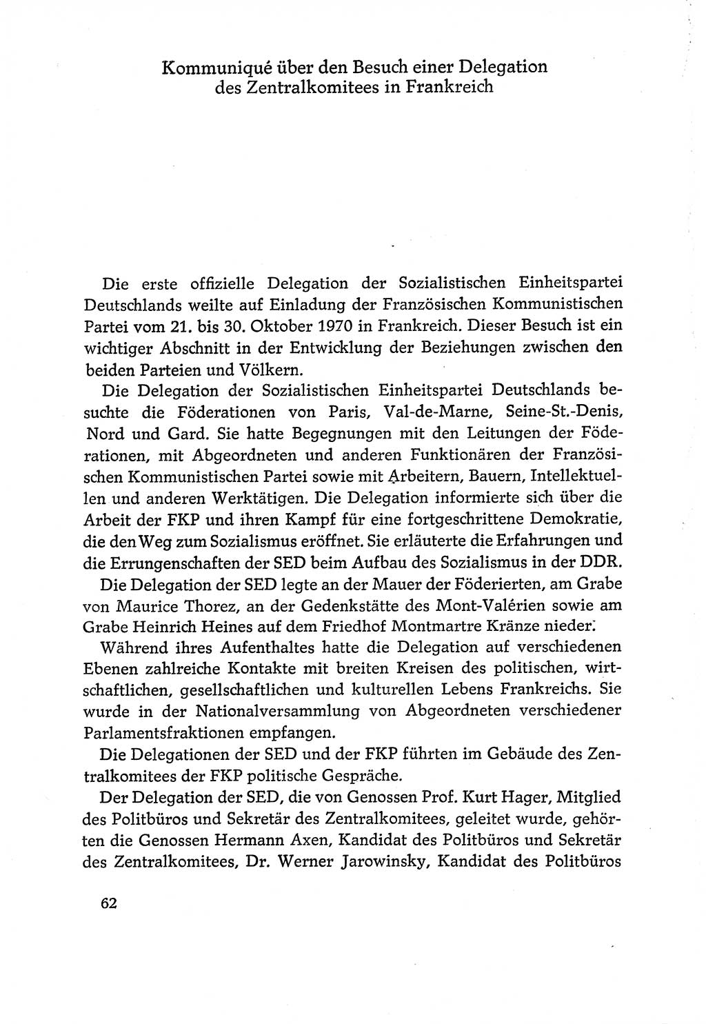 Dokumente der Sozialistischen Einheitspartei Deutschlands (SED) [Deutsche Demokratische Republik (DDR)] 1970-1971, Seite 62 (Dok. SED DDR 1970-1971, S. 62)