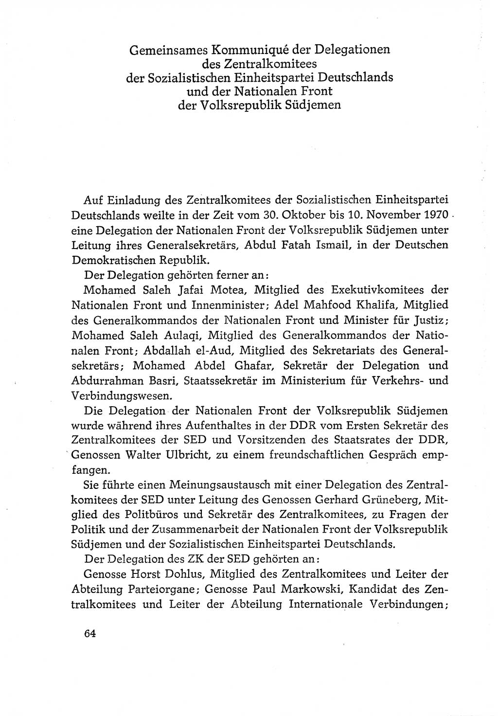 Dokumente der Sozialistischen Einheitspartei Deutschlands (SED) [Deutsche Demokratische Republik (DDR)] 1970-1971, Seite 64 (Dok. SED DDR 1970-1971, S. 64)