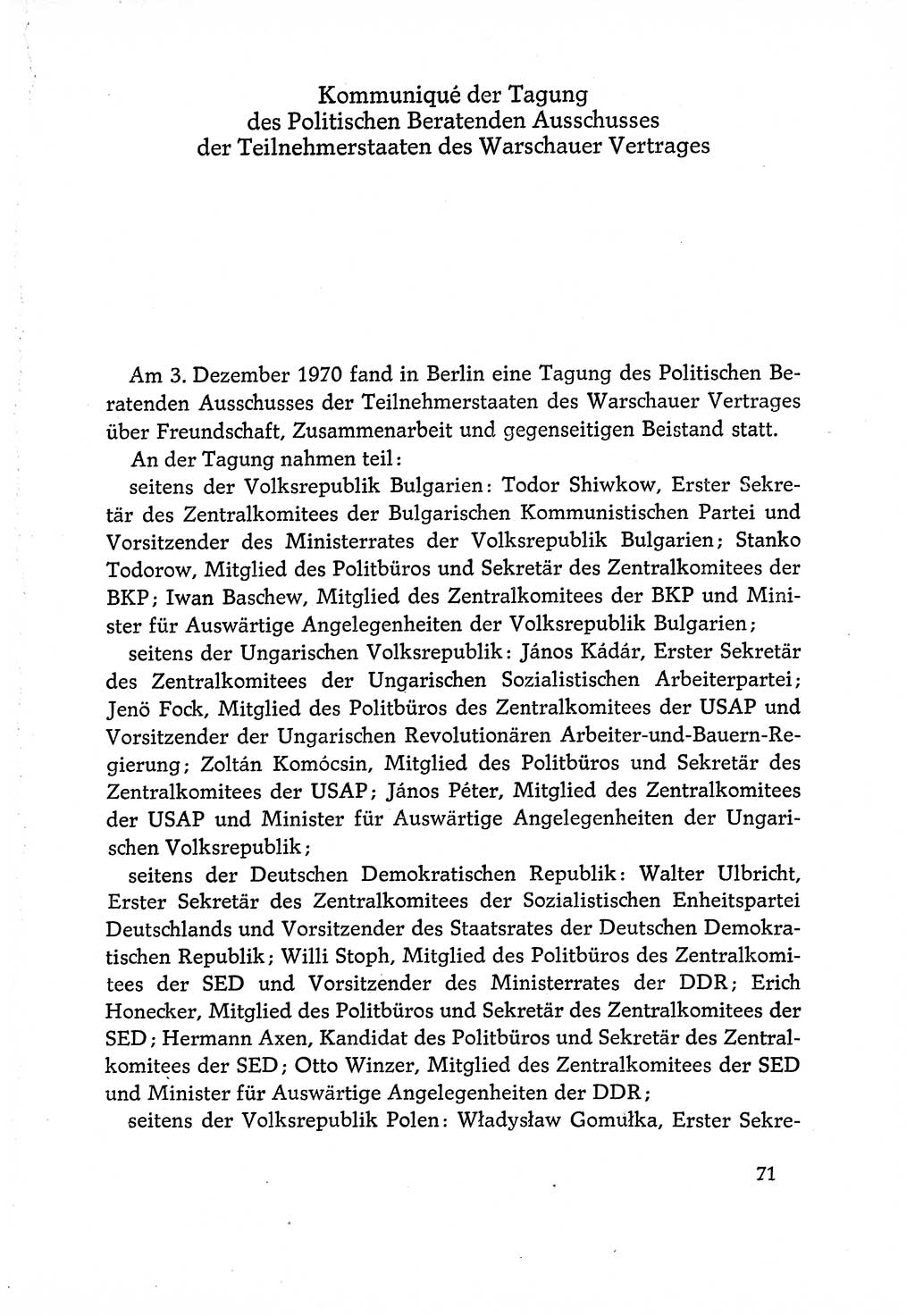 Dokumente der Sozialistischen Einheitspartei Deutschlands (SED) [Deutsche Demokratische Republik (DDR)] 1970-1971, Seite 71 (Dok. SED DDR 1970-1971, S. 71)