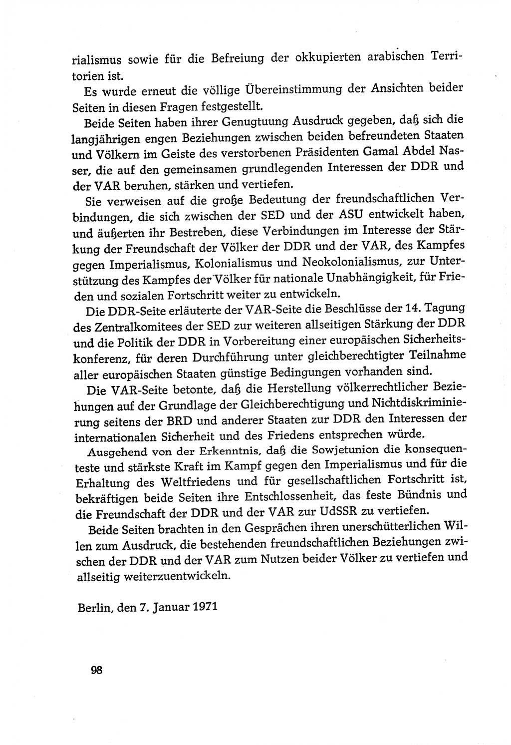 Dokumente der Sozialistischen Einheitspartei Deutschlands (SED) [Deutsche Demokratische Republik (DDR)] 1970-1971, Seite 98 (Dok. SED DDR 1970-1971, S. 98)