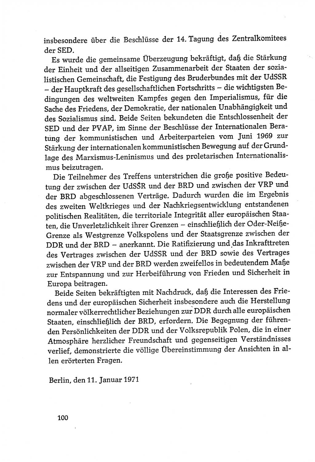 Dokumente der Sozialistischen Einheitspartei Deutschlands (SED) [Deutsche Demokratische Republik (DDR)] 1970-1971, Seite 100 (Dok. SED DDR 1970-1971, S. 100)