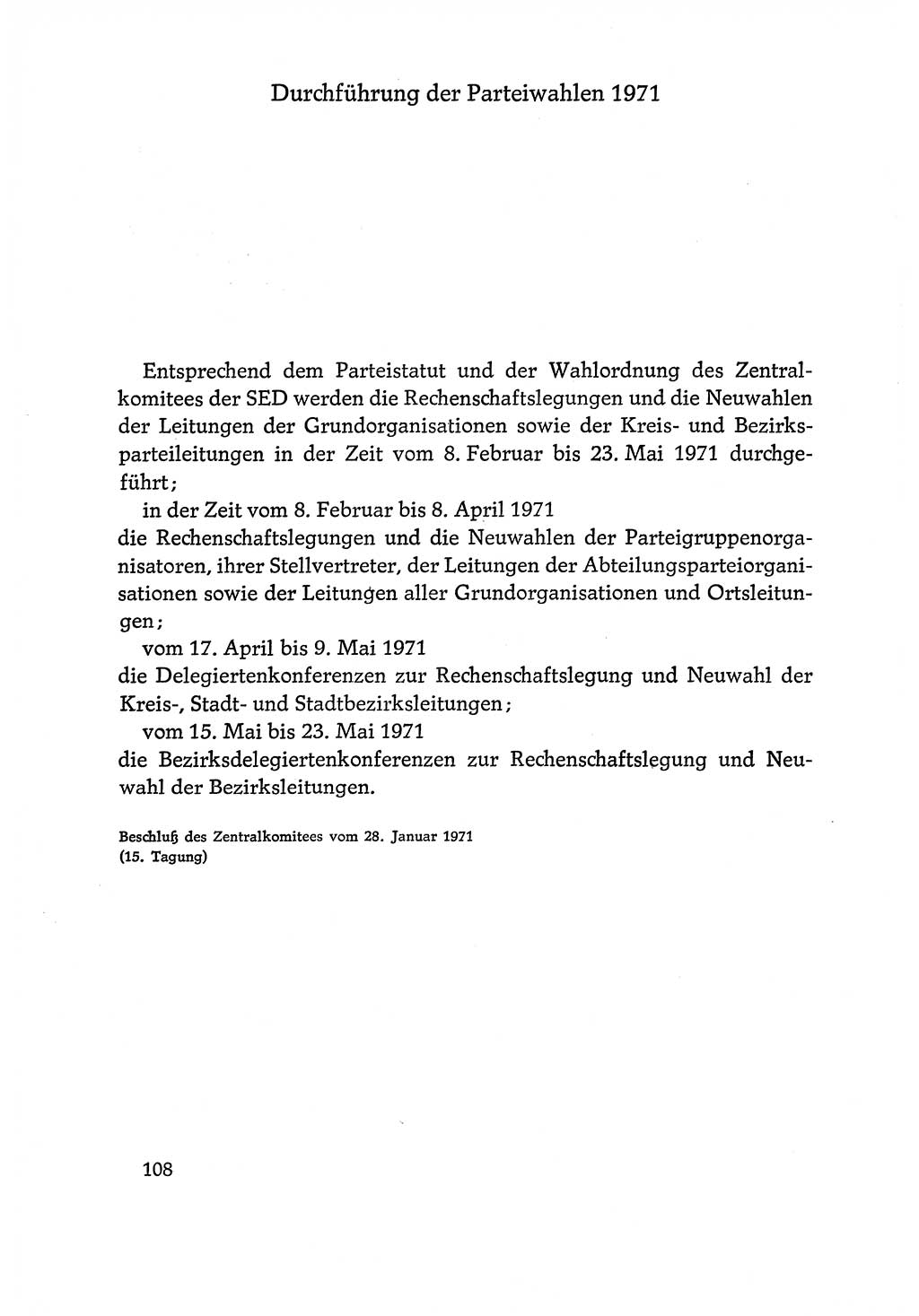 Dokumente der Sozialistischen Einheitspartei Deutschlands (SED) [Deutsche Demokratische Republik (DDR)] 1970-1971, Seite 108 (Dok. SED DDR 1970-1971, S. 108)