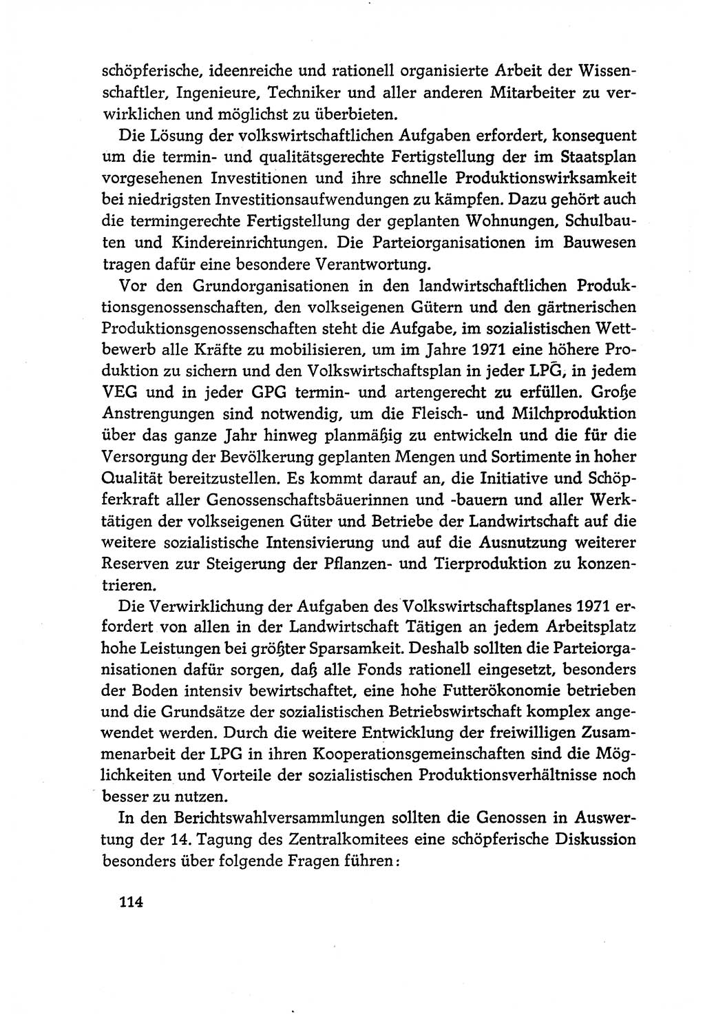 Dokumente der Sozialistischen Einheitspartei Deutschlands (SED) [Deutsche Demokratische Republik (DDR)] 1970-1971, Seite 114 (Dok. SED DDR 1970-1971, S. 114)