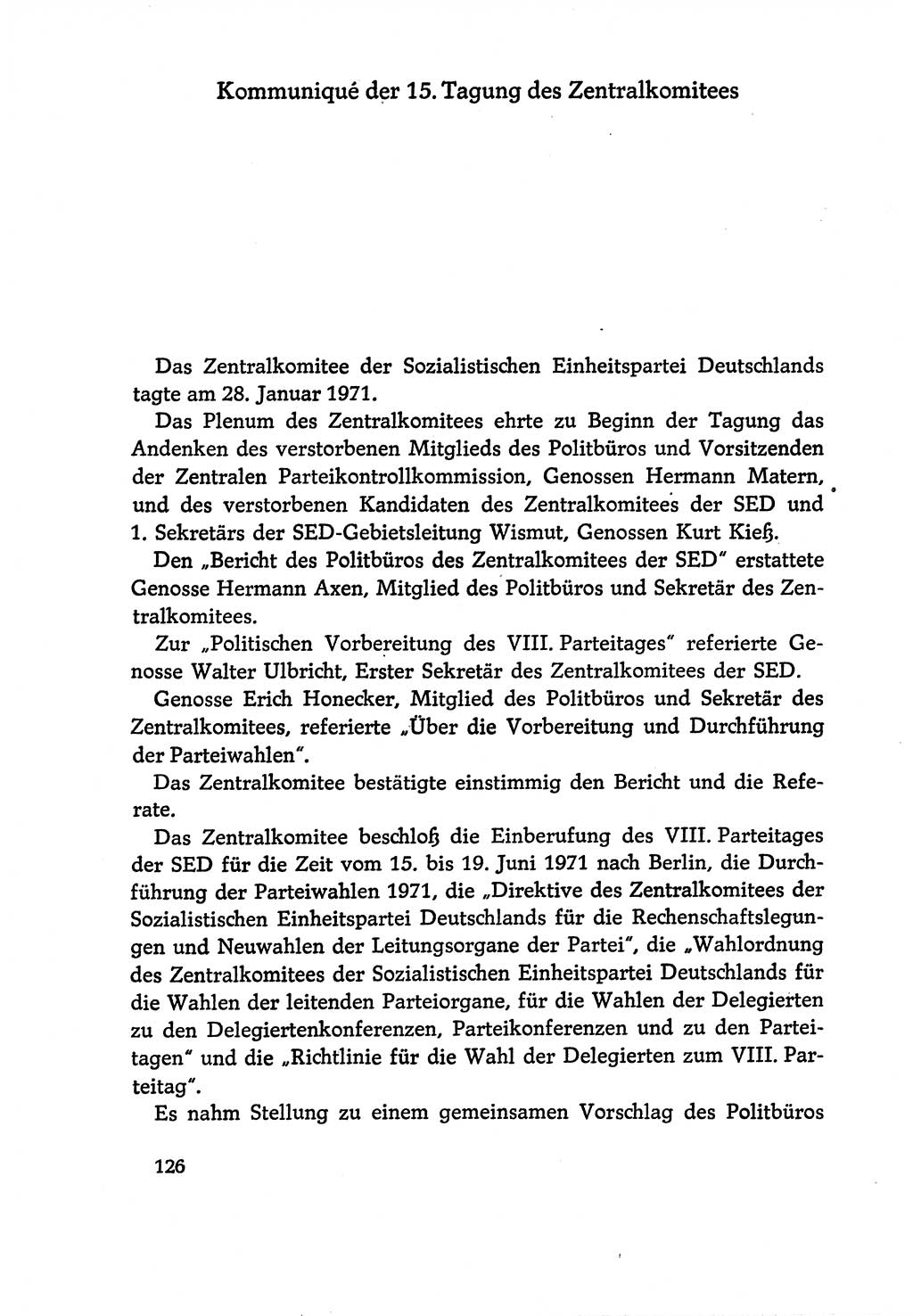 Dokumente der Sozialistischen Einheitspartei Deutschlands (SED) [Deutsche Demokratische Republik (DDR)] 1970-1971, Seite 126 (Dok. SED DDR 1970-1971, S. 126)