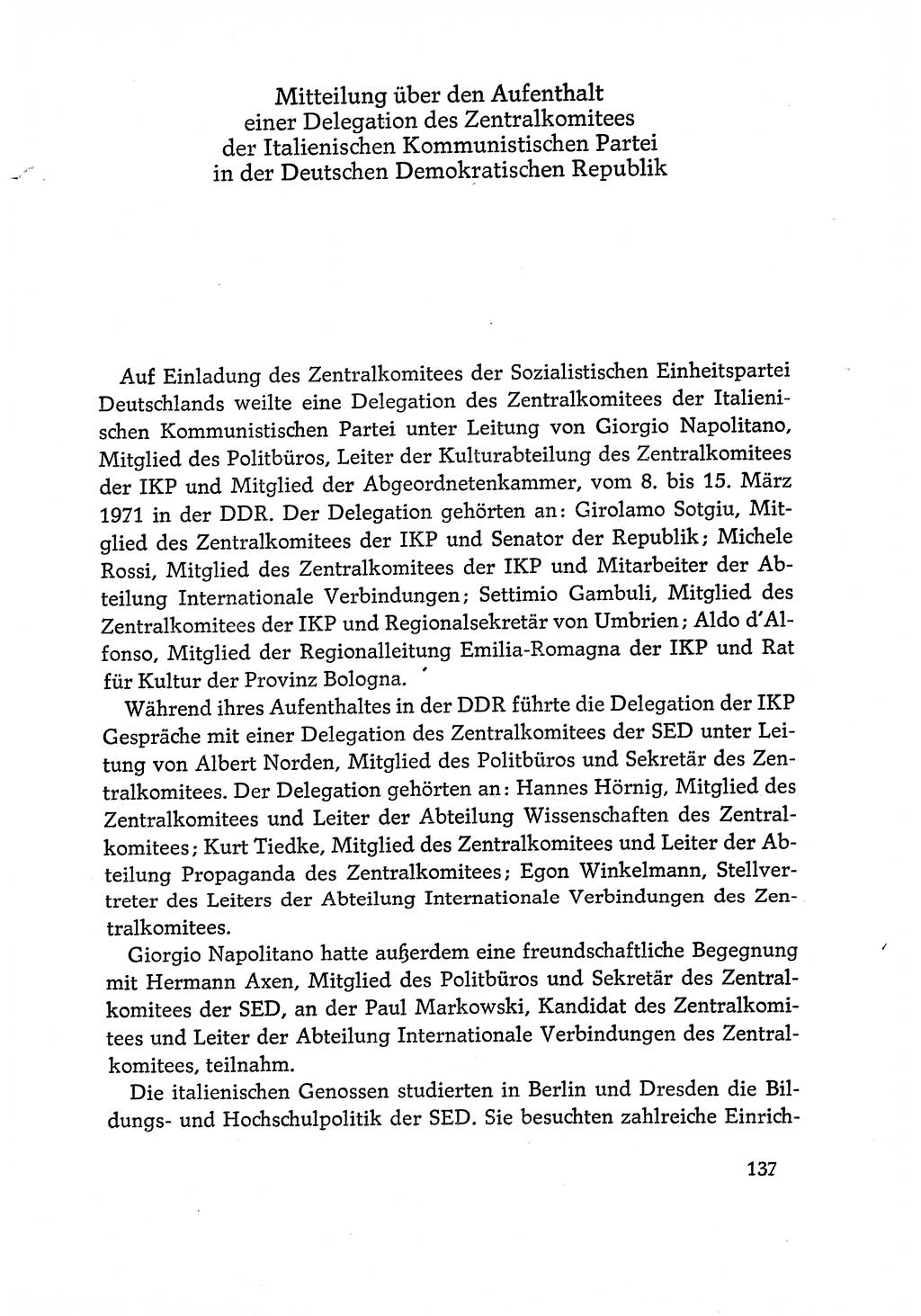 Dokumente der Sozialistischen Einheitspartei Deutschlands (SED) [Deutsche Demokratische Republik (DDR)] 1970-1971, Seite 137 (Dok. SED DDR 1970-1971, S. 137)