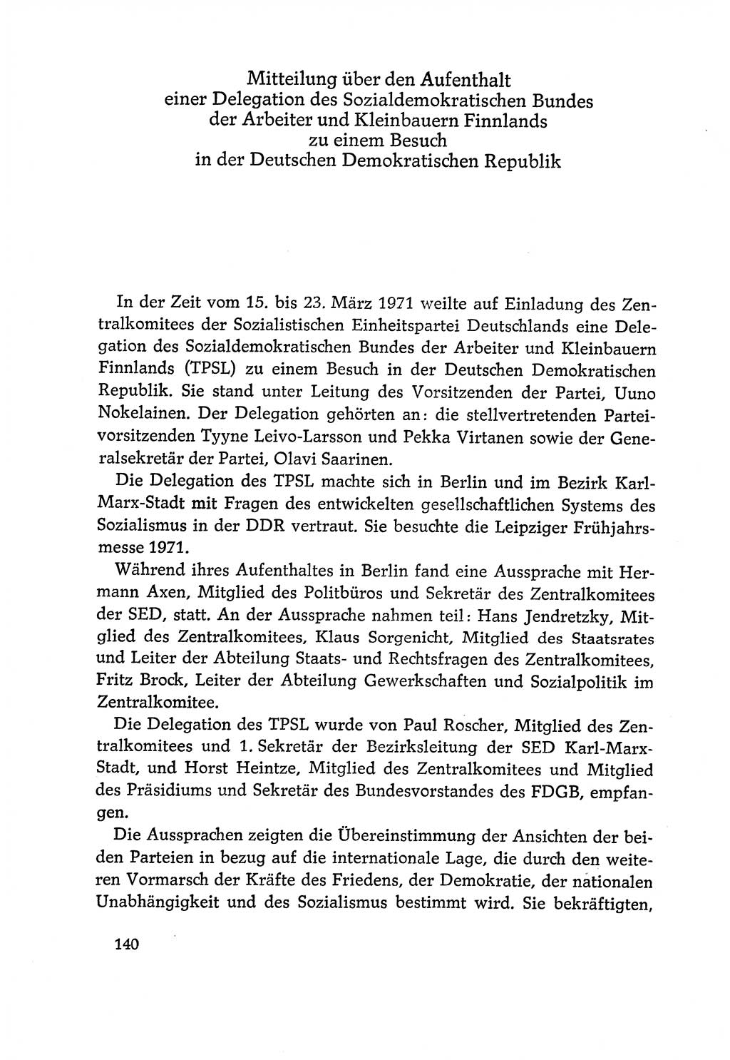 Dokumente der Sozialistischen Einheitspartei Deutschlands (SED) [Deutsche Demokratische Republik (DDR)] 1970-1971, Seite 140 (Dok. SED DDR 1970-1971, S. 140)