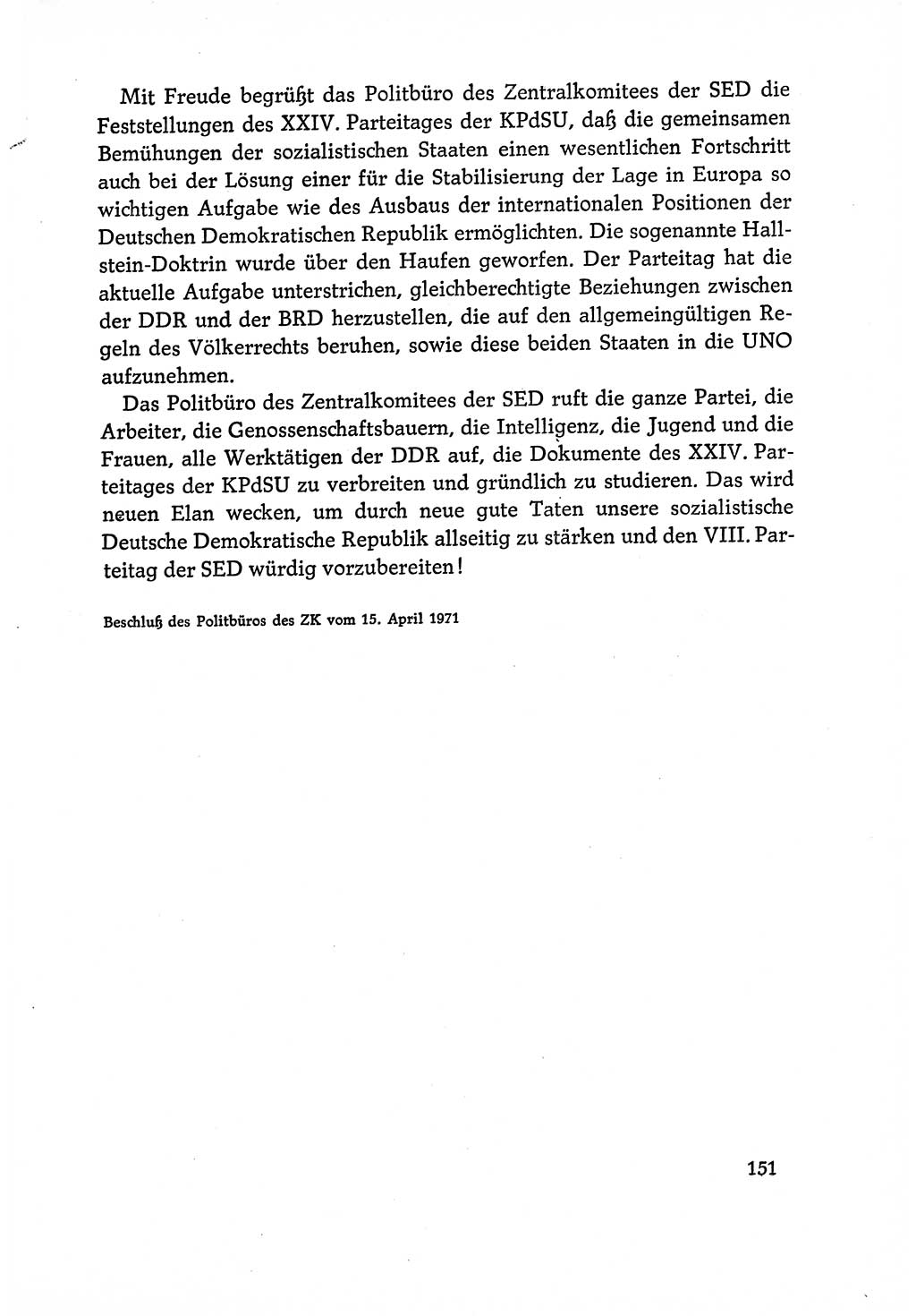 Dokumente der Sozialistischen Einheitspartei Deutschlands (SED) [Deutsche Demokratische Republik (DDR)] 1970-1971, Seite 151 (Dok. SED DDR 1970-1971, S. 151)