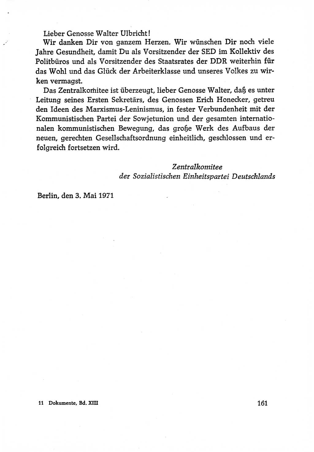Dokumente der Sozialistischen Einheitspartei Deutschlands (SED) [Deutsche Demokratische Republik (DDR)] 1970-1971, Seite 161 (Dok. SED DDR 1970-1971, S. 161)