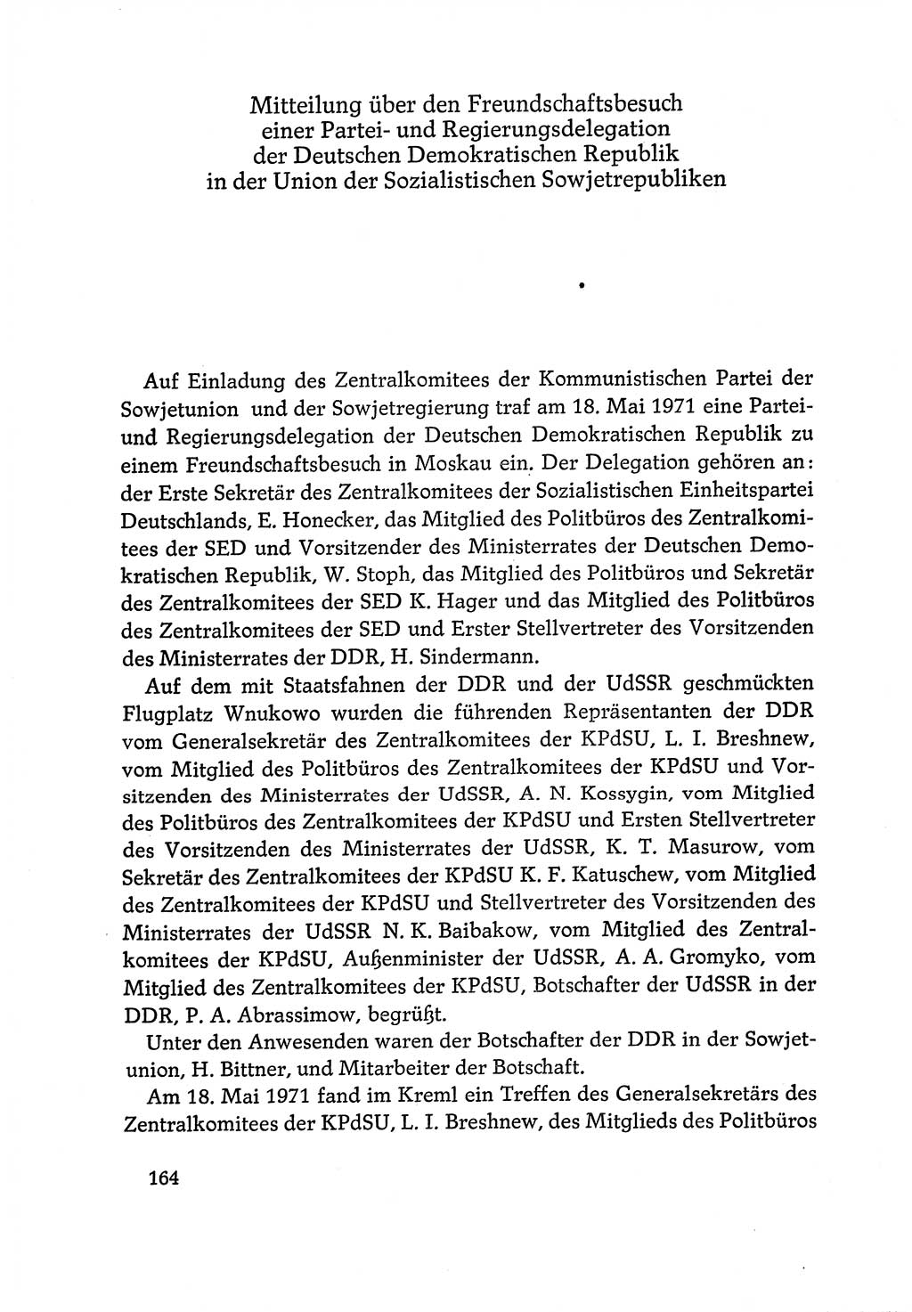 Dokumente der Sozialistischen Einheitspartei Deutschlands (SED) [Deutsche Demokratische Republik (DDR)] 1970-1971, Seite 164 (Dok. SED DDR 1970-1971, S. 164)
