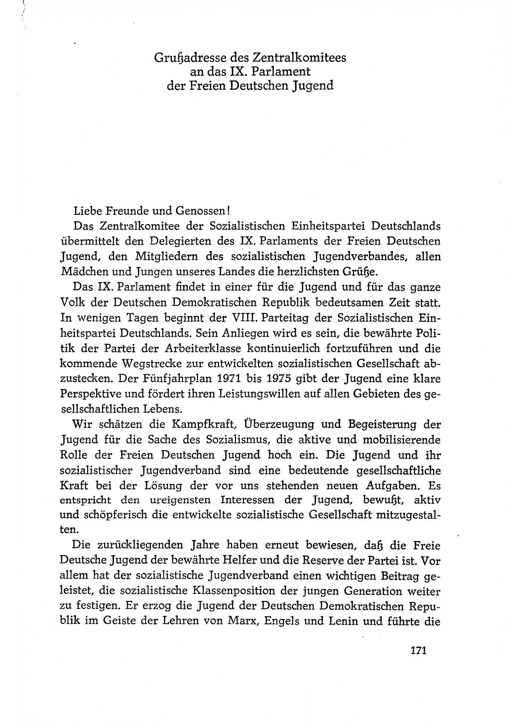 Dokumente der Sozialistischen Einheitspartei Deutschlands (SED) [Deutsche Demokratische Republik (DDR)] 1970-1971, Seite 171 (Dok. SED DDR 1970-1971, S. 171)