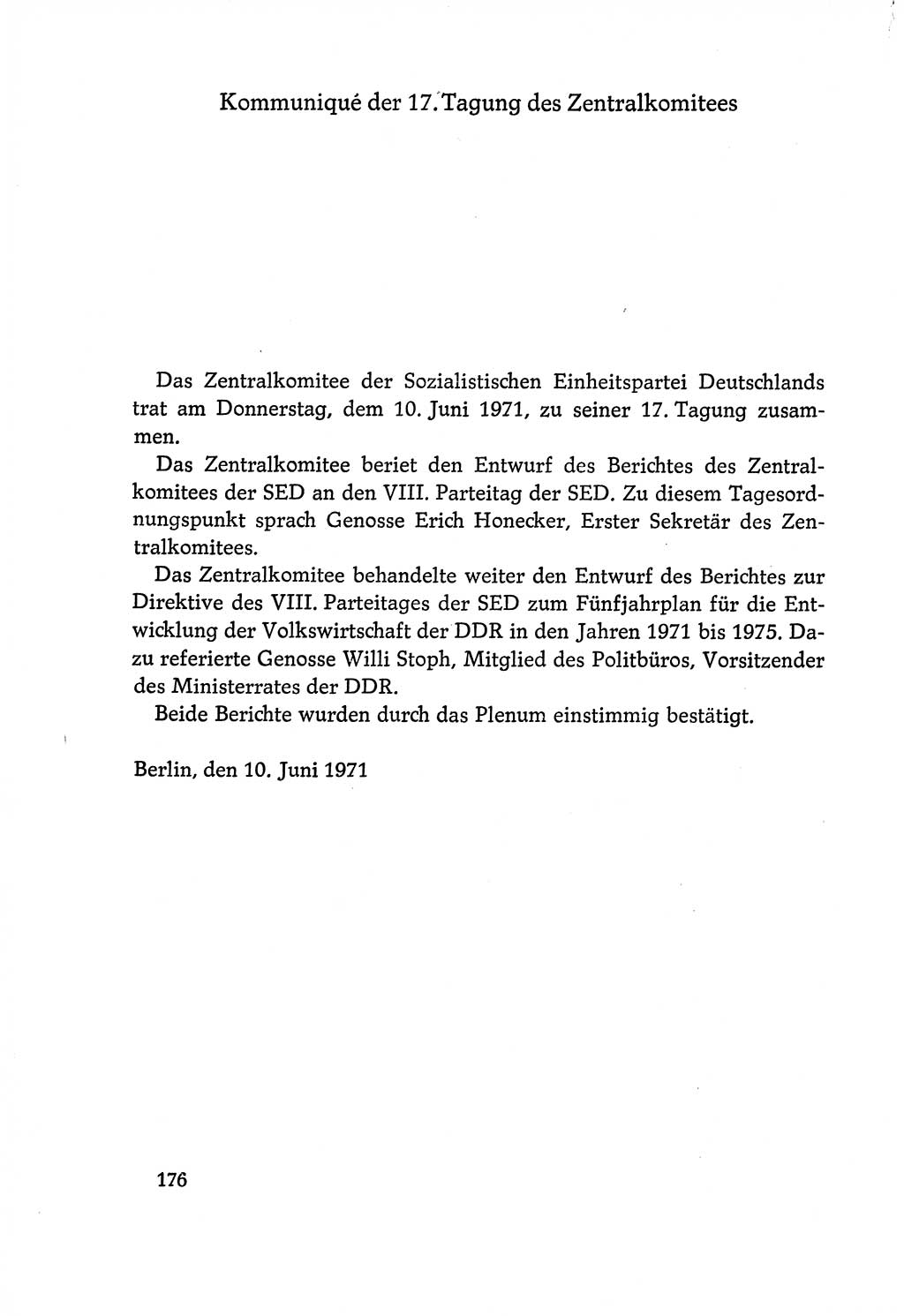 Dokumente der Sozialistischen Einheitspartei Deutschlands (SED) [Deutsche Demokratische Republik (DDR)] 1970-1971, Seite 176 (Dok. SED DDR 1970-1971, S. 176)