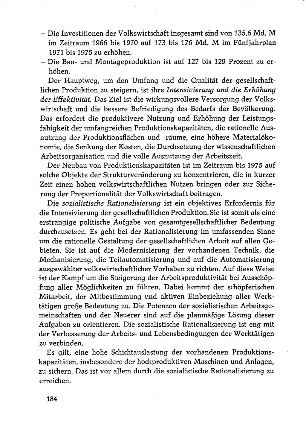 Dokumente der Sozialistischen Einheitspartei Deutschlands (SED) [Deutsche Demokratische Republik (DDR)] 1970-1971, Seite 184 (Dok. SED DDR 1970-1971, S. 184)