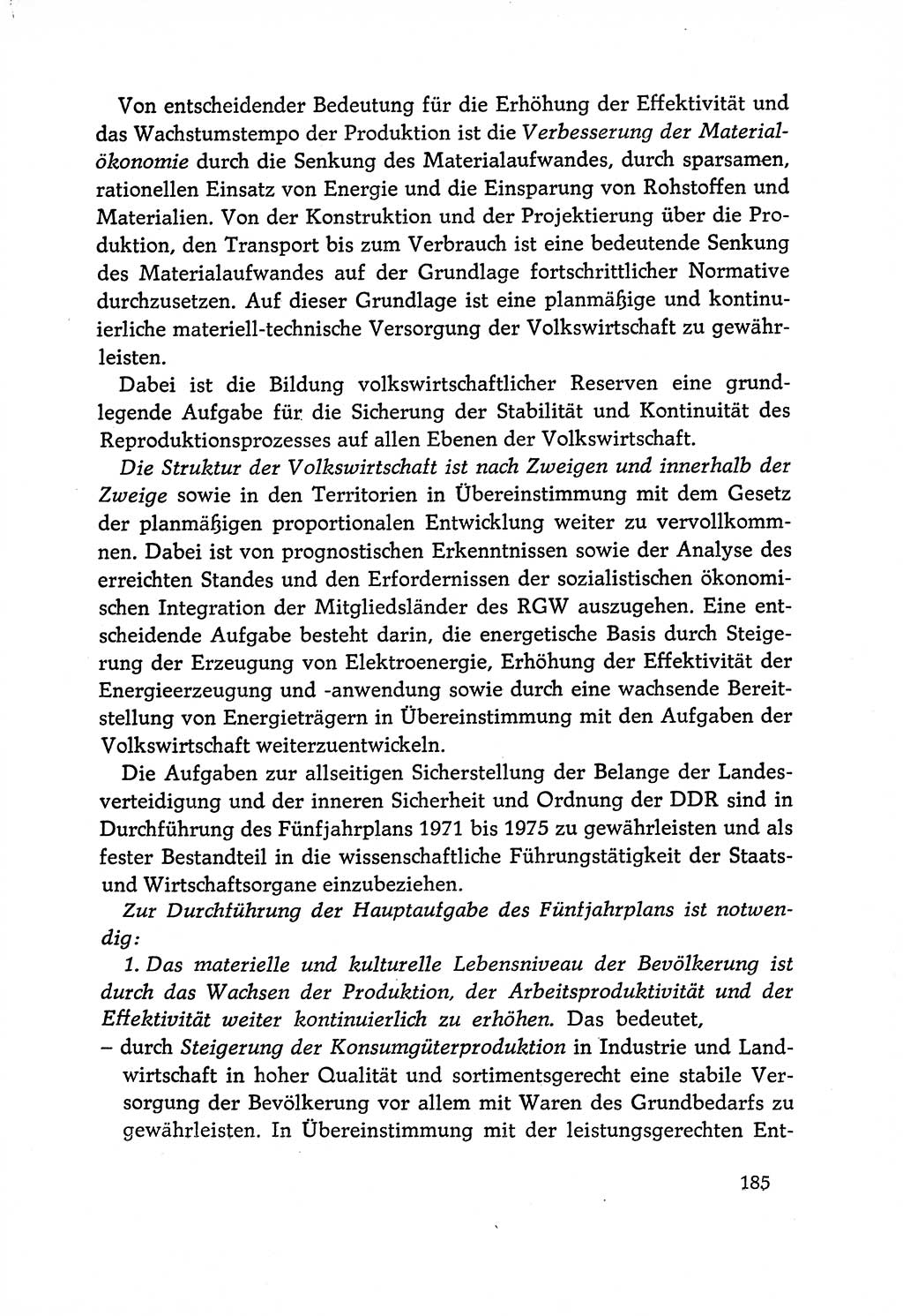 Dokumente der Sozialistischen Einheitspartei Deutschlands (SED) [Deutsche Demokratische Republik (DDR)] 1970-1971, Seite 185 (Dok. SED DDR 1970-1971, S. 185)