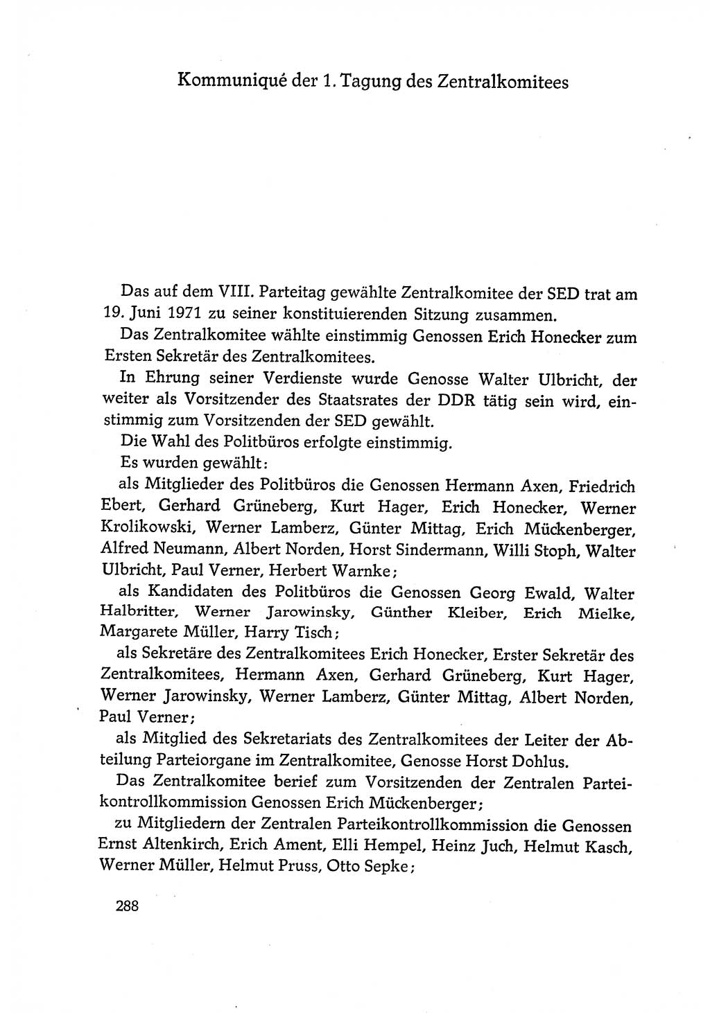 Dokumente der Sozialistischen Einheitspartei Deutschlands (SED) [Deutsche Demokratische Republik (DDR)] 1970-1971, Seite 288 (Dok. SED DDR 1970-1971, S. 288)