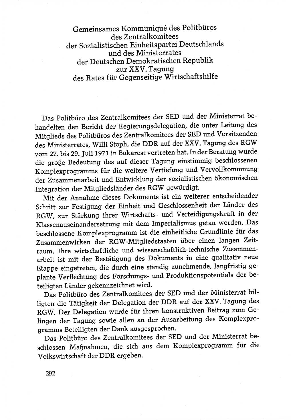 Dokumente der Sozialistischen Einheitspartei Deutschlands (SED) [Deutsche Demokratische Republik (DDR)] 1970-1971, Seite 292 (Dok. SED DDR 1970-1971, S. 292)