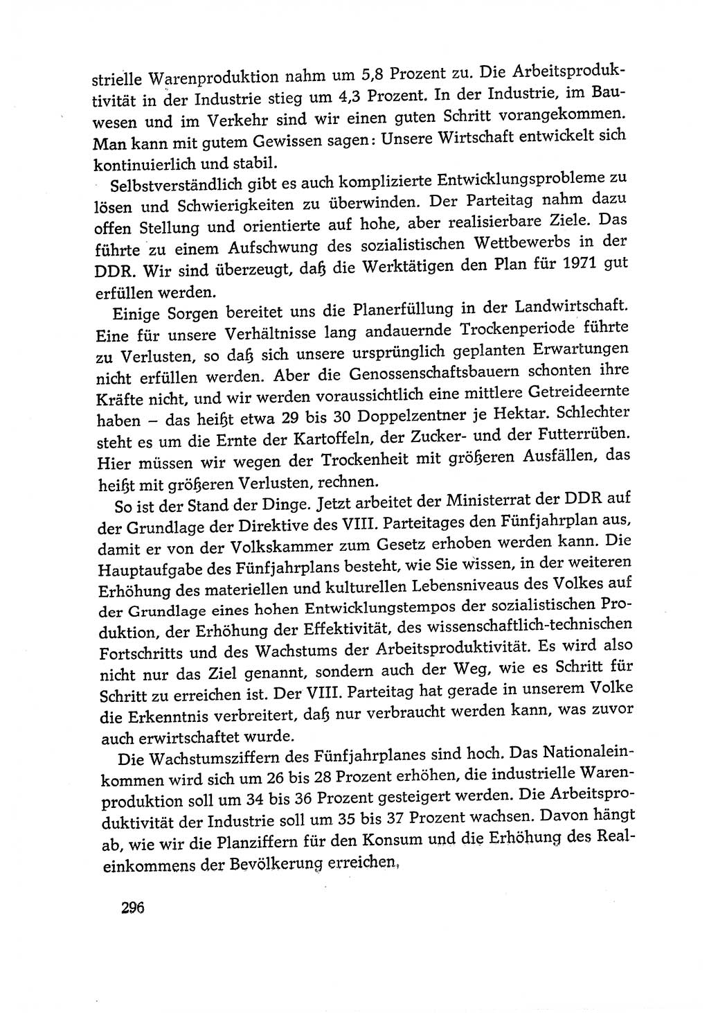 Dokumente der Sozialistischen Einheitspartei Deutschlands (SED) [Deutsche Demokratische Republik (DDR)] 1970-1971, Seite 296 (Dok. SED DDR 1970-1971, S. 296)
