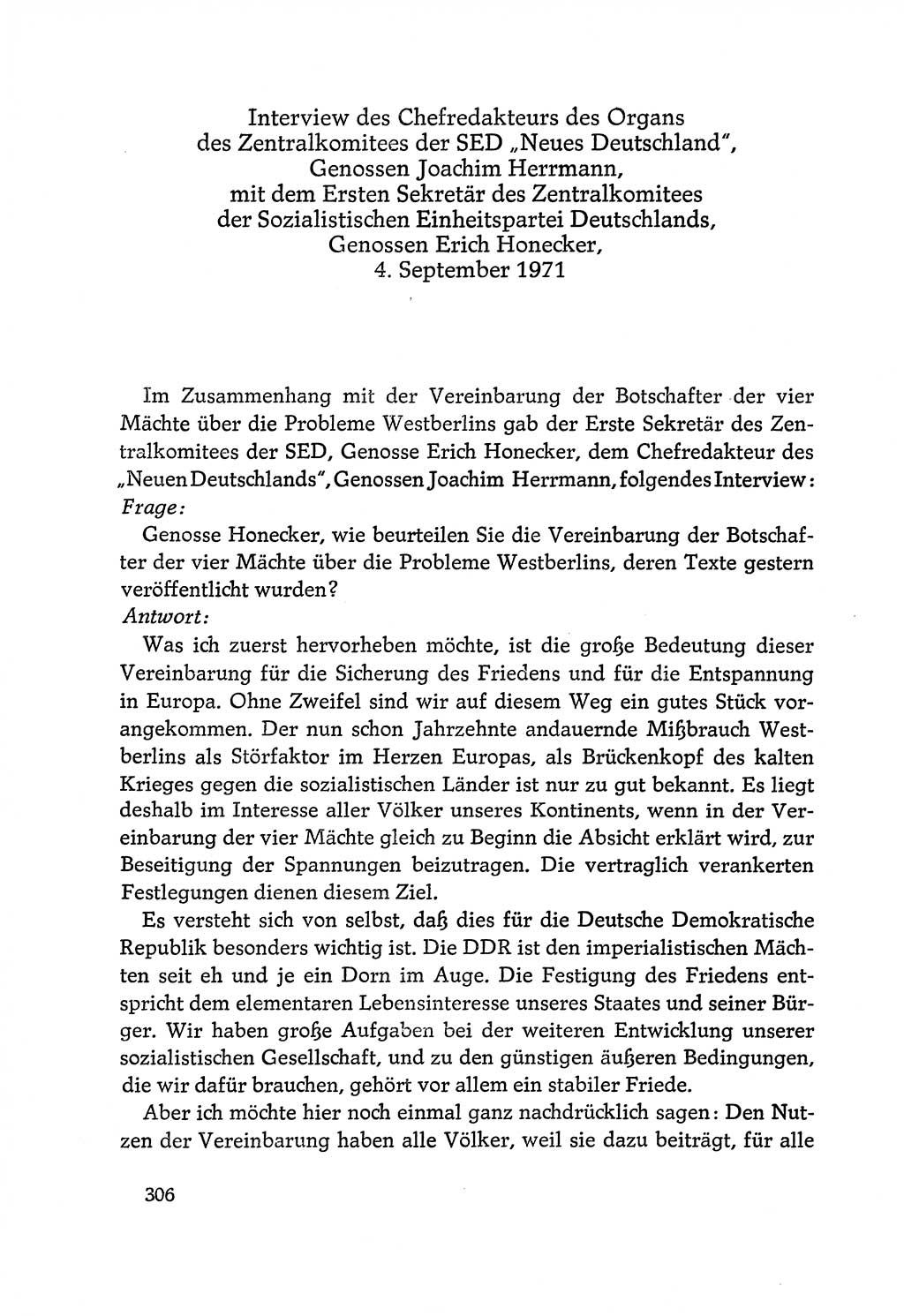 Dokumente der Sozialistischen Einheitspartei Deutschlands (SED) [Deutsche Demokratische Republik (DDR)] 1970-1971, Seite 306 (Dok. SED DDR 1970-1971, S. 306)