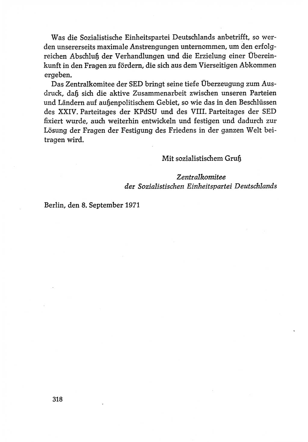 Dokumente der Sozialistischen Einheitspartei Deutschlands (SED) [Deutsche Demokratische Republik (DDR)] 1970-1971, Seite 318 (Dok. SED DDR 1970-1971, S. 318)