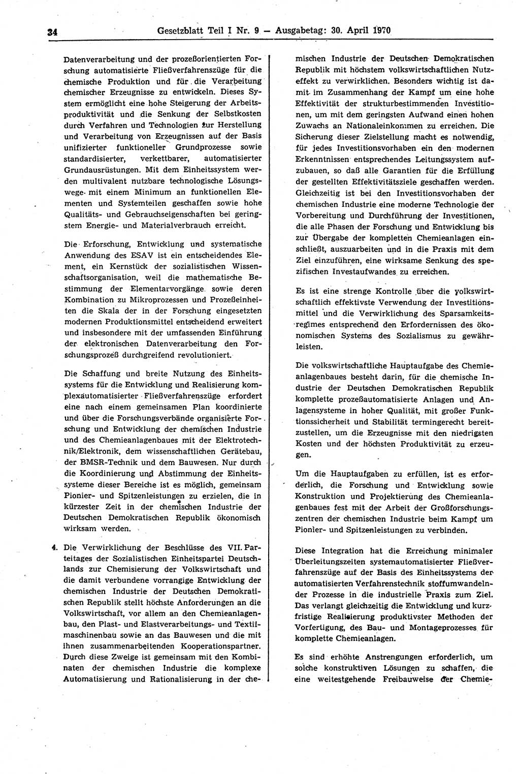 Gesetzblatt (GBl.) der Deutschen Demokratischen Republik (DDR) Teil Ⅰ 1970, Seite 34 (GBl. DDR Ⅰ 1970, S. 34)