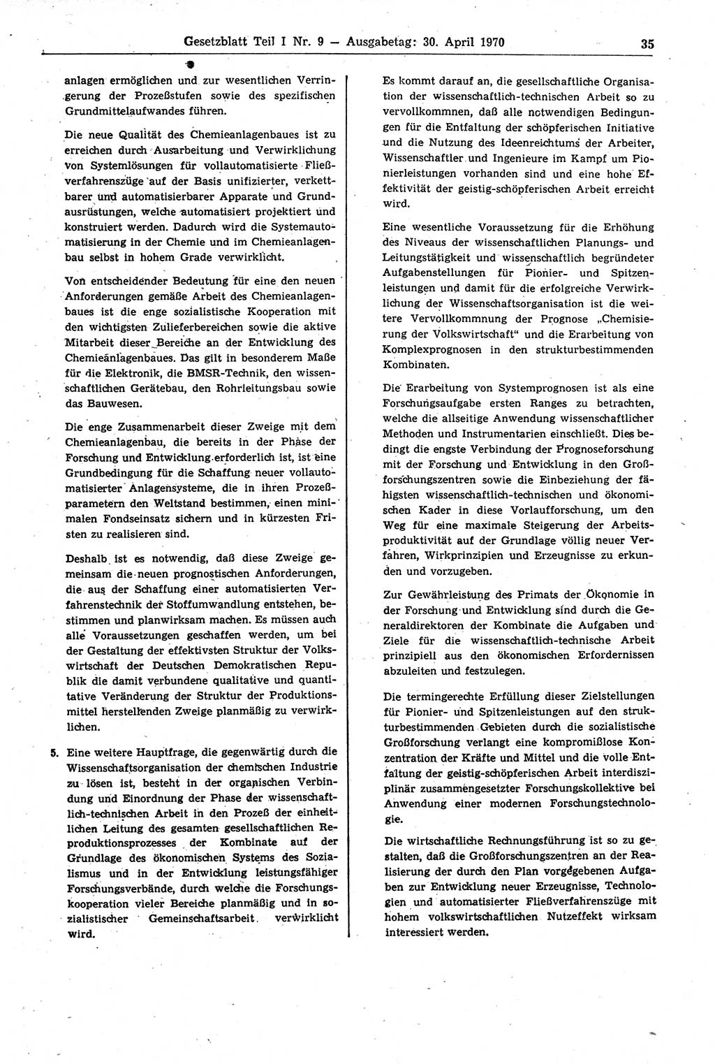 Gesetzblatt (GBl.) der Deutschen Demokratischen Republik (DDR) Teil Ⅰ 1970, Seite 35 (GBl. DDR Ⅰ 1970, S. 35)