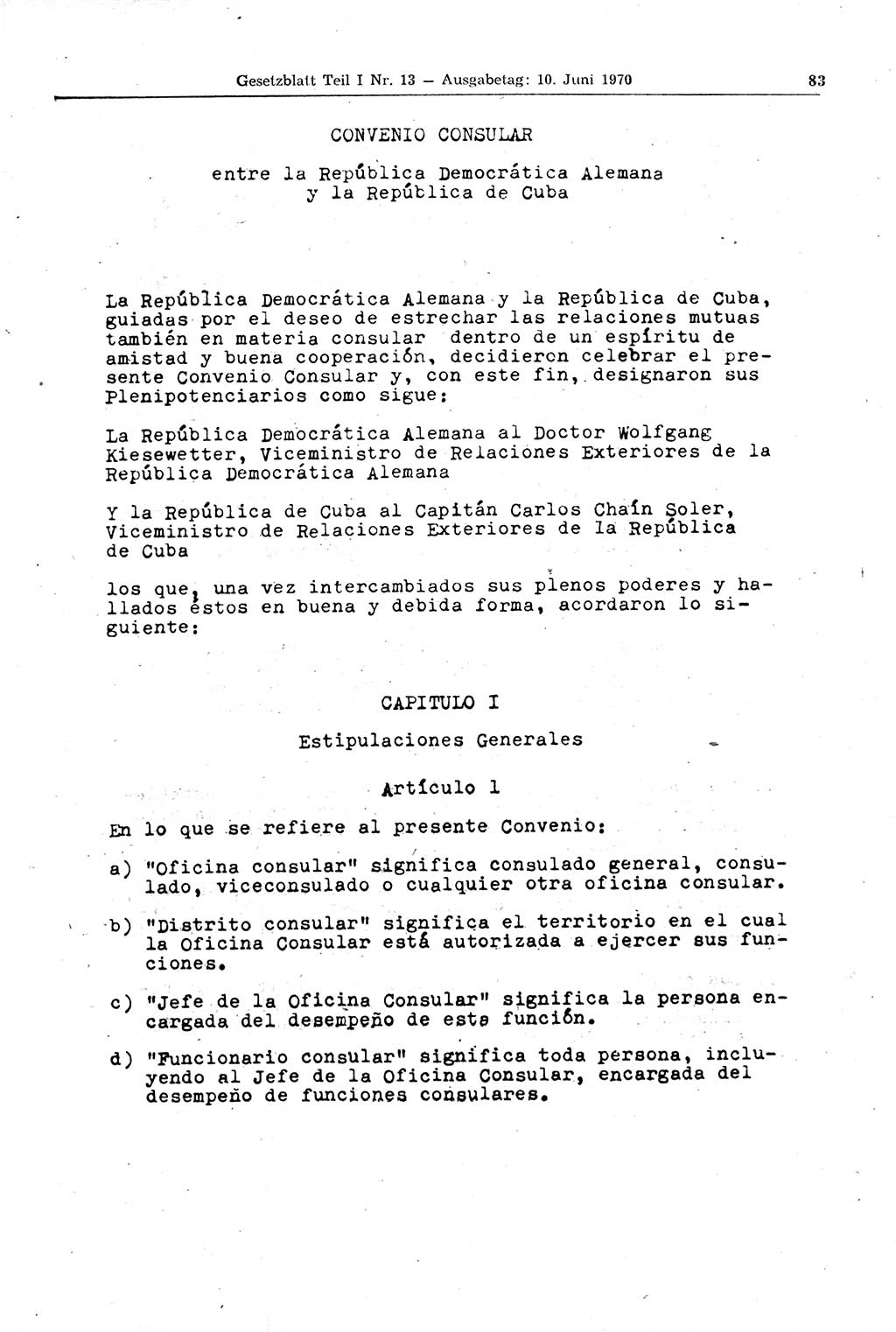 Gesetzblatt (GBl.) der Deutschen Demokratischen Republik (DDR) Teil Ⅰ 1970, Seite 83 (GBl. DDR Ⅰ 1970, S. 83)